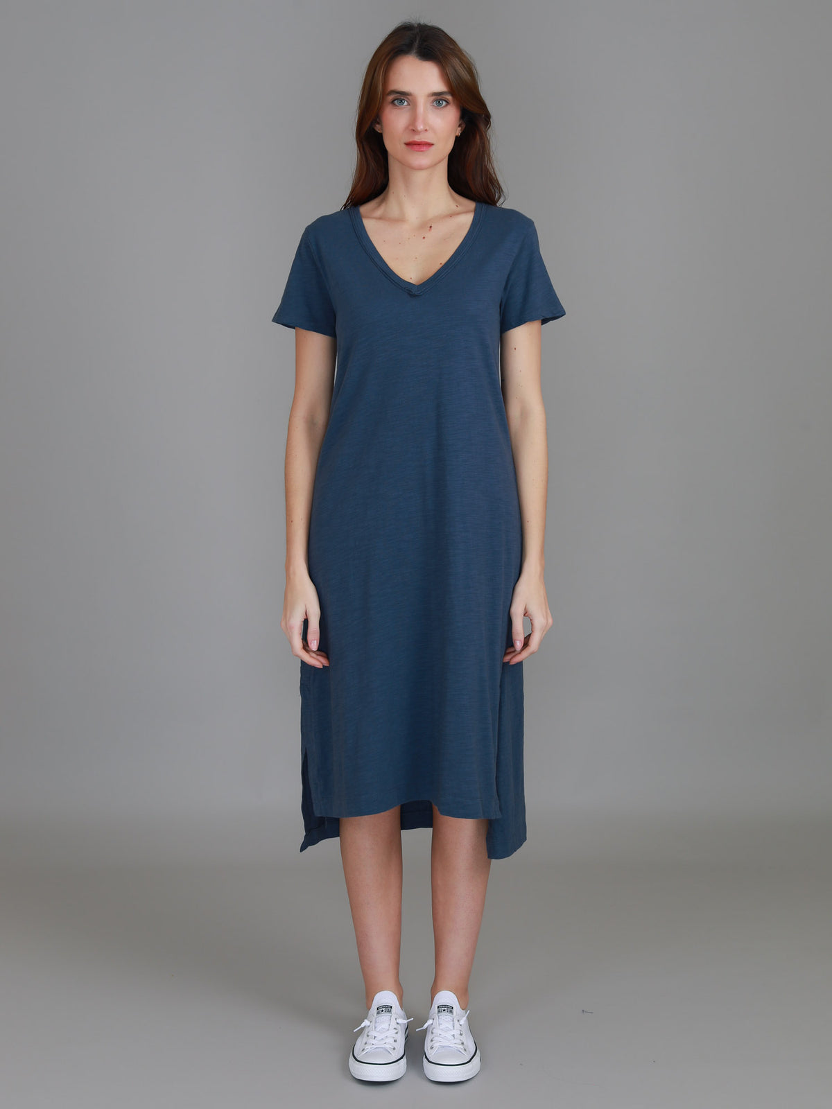 v neck short sleeve dress