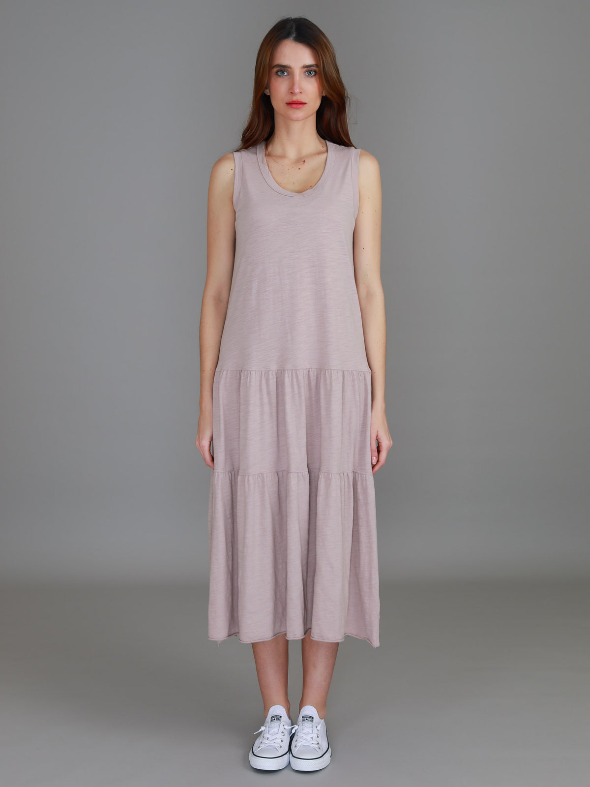 sleeveless pink dress women
