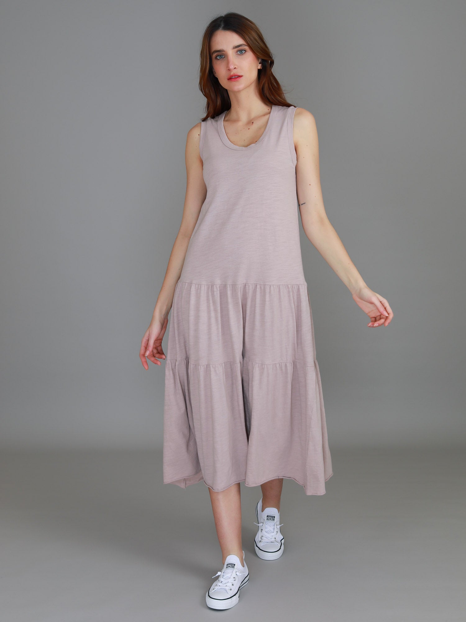 tiered dress #color_oyster pink