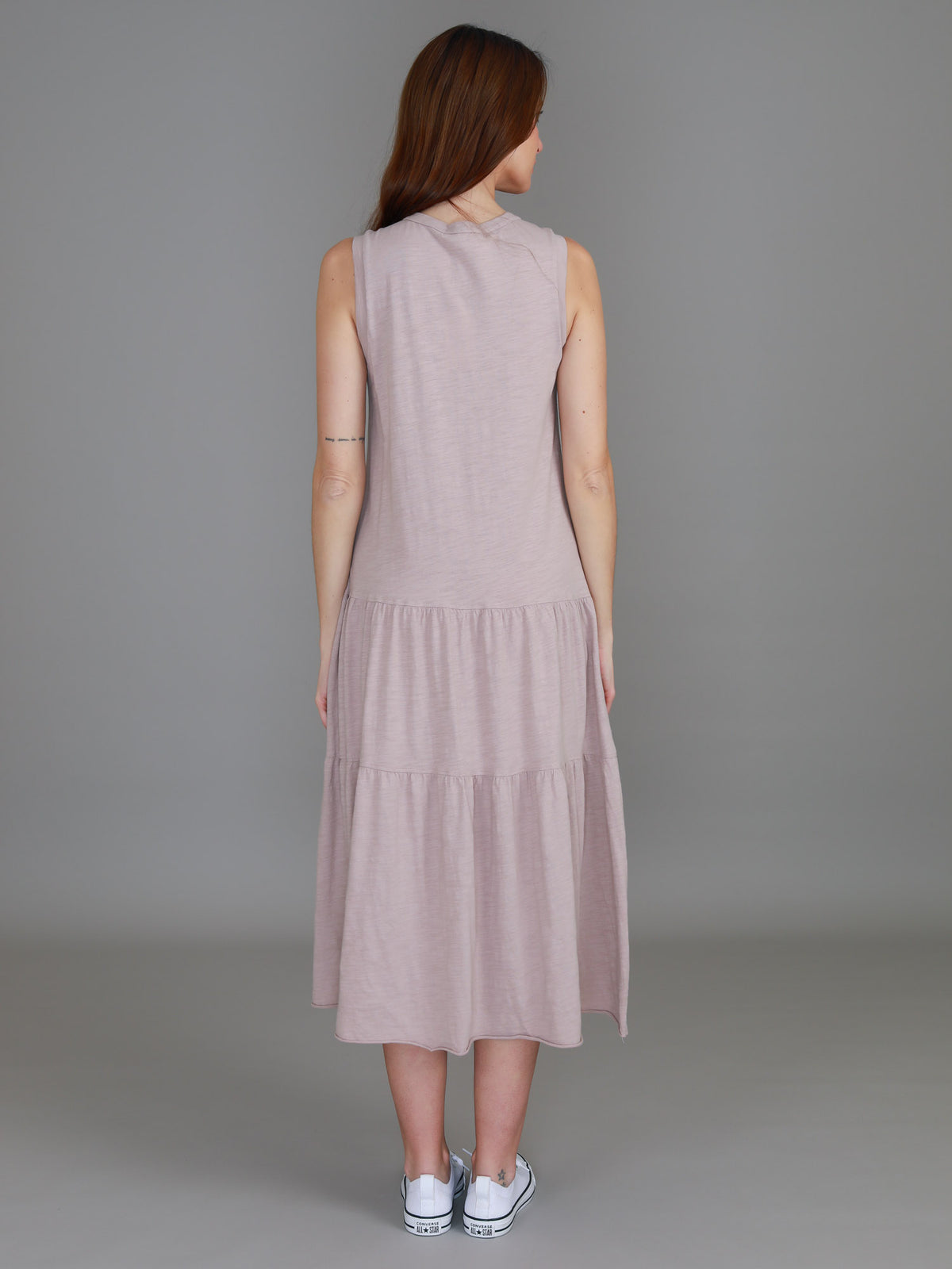 light pink tiered dress