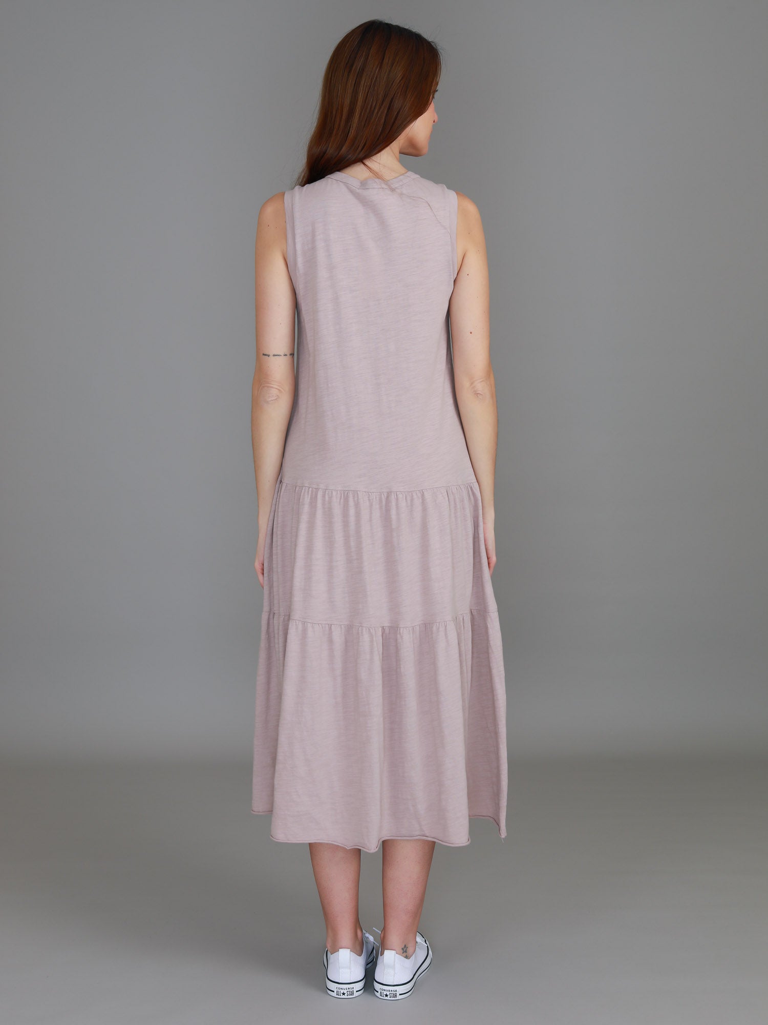 sleeveless midi dress #color_oyster pink