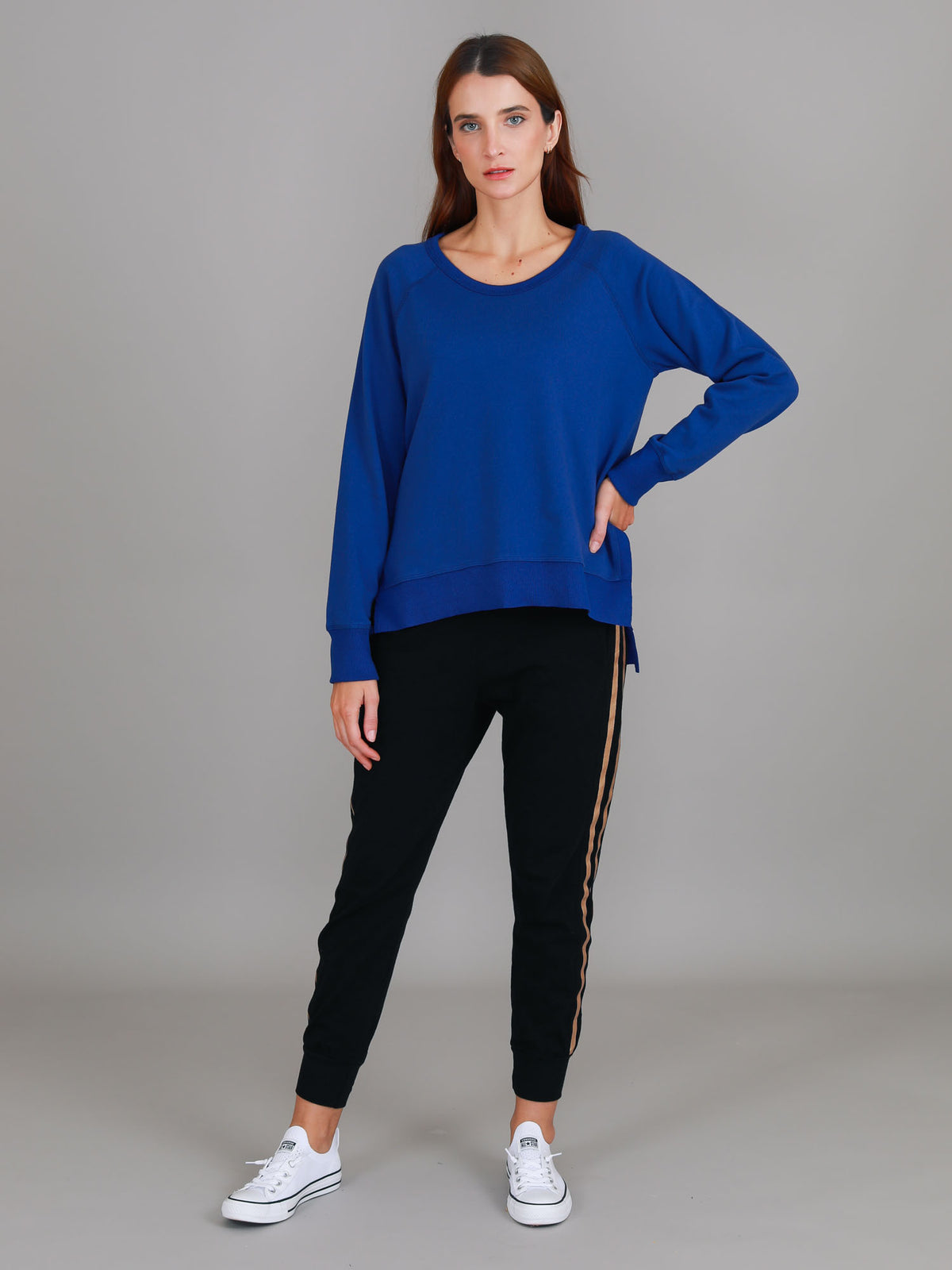 blue crewneck
