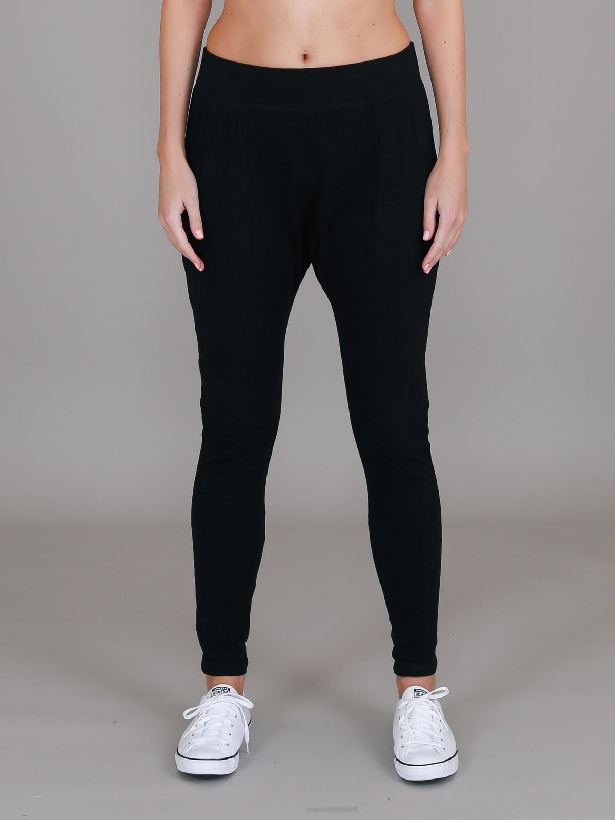 black tapered joggers