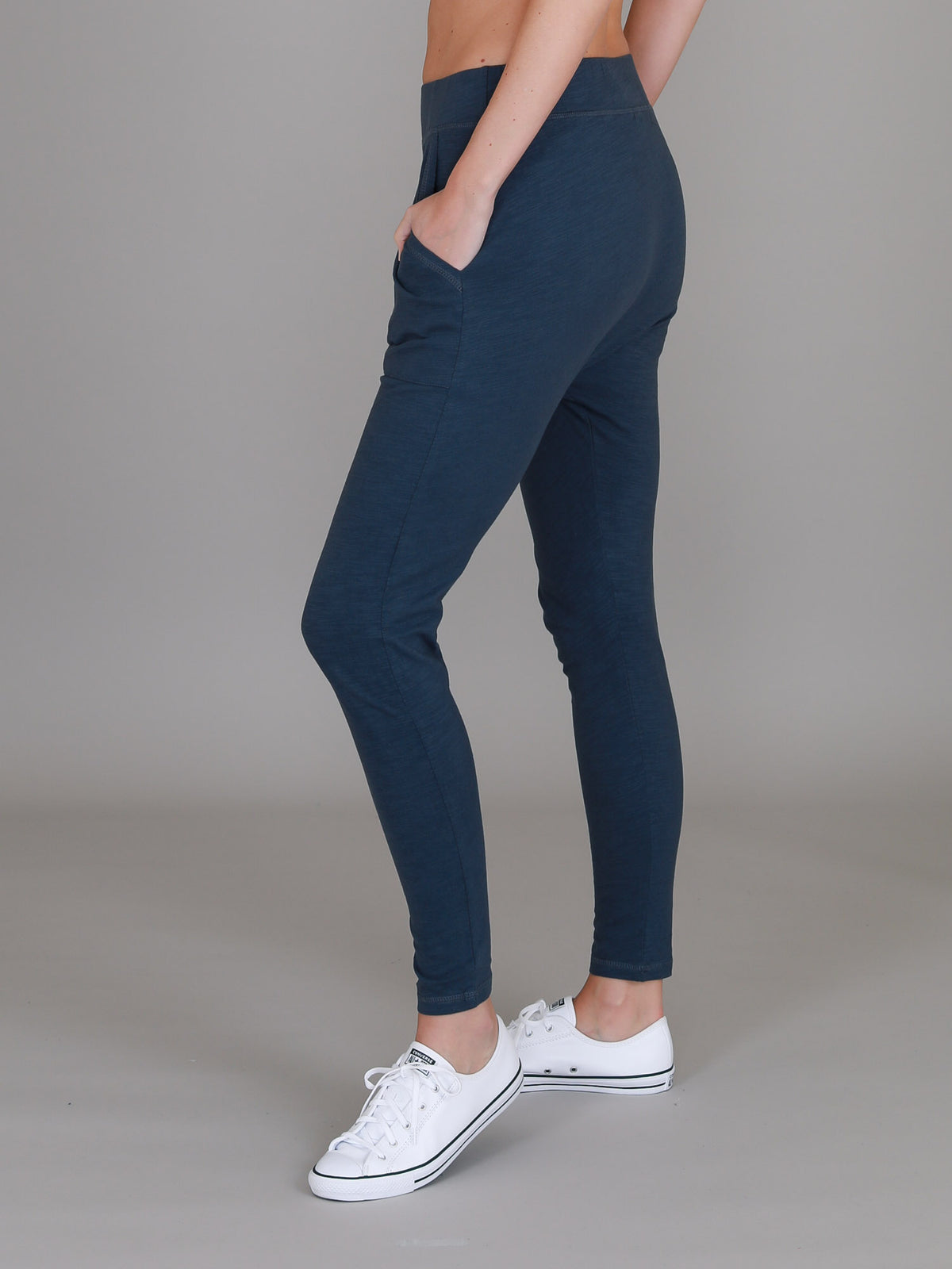 navy drop crotch trackies