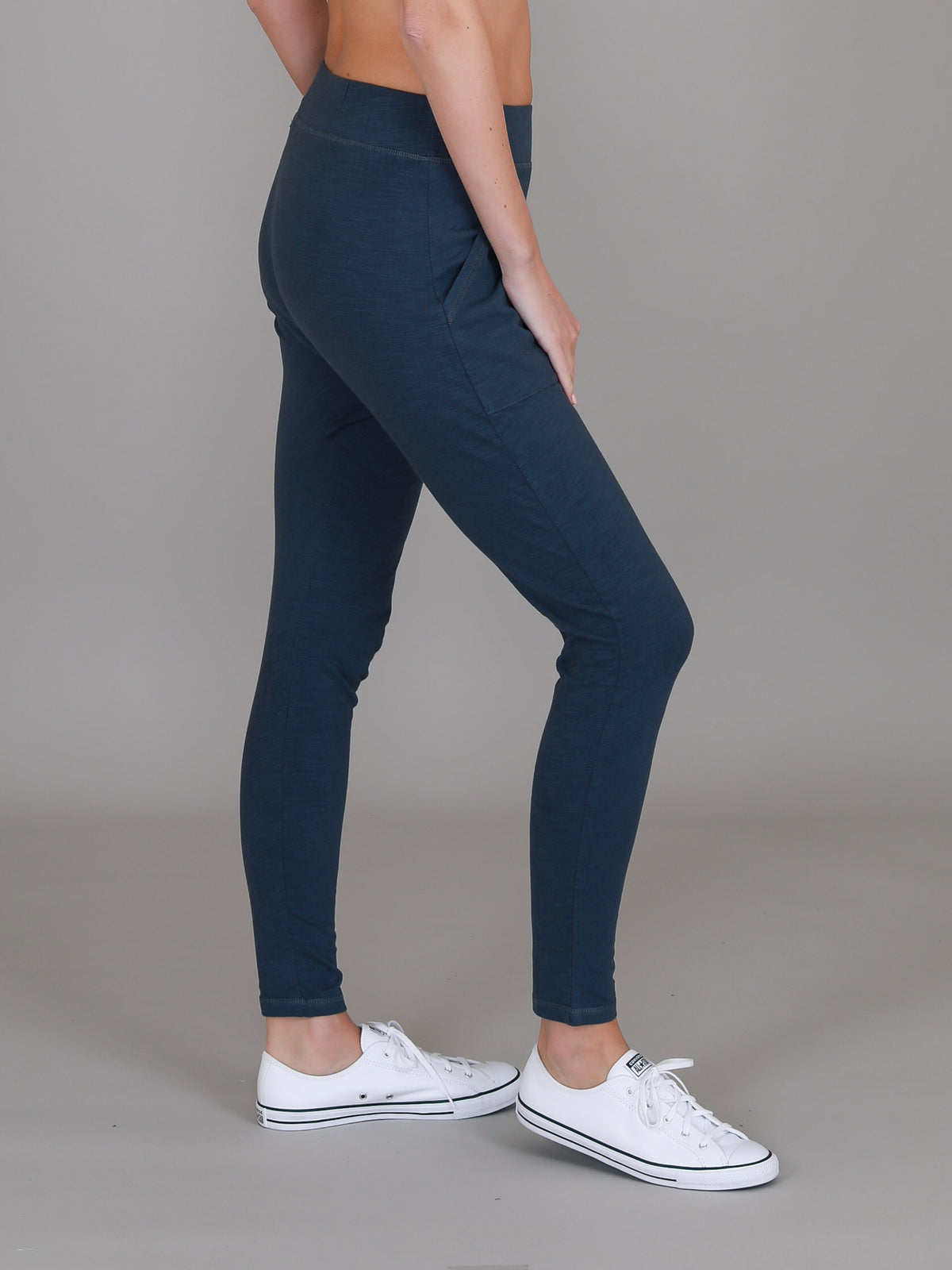 indigo tapered joggers