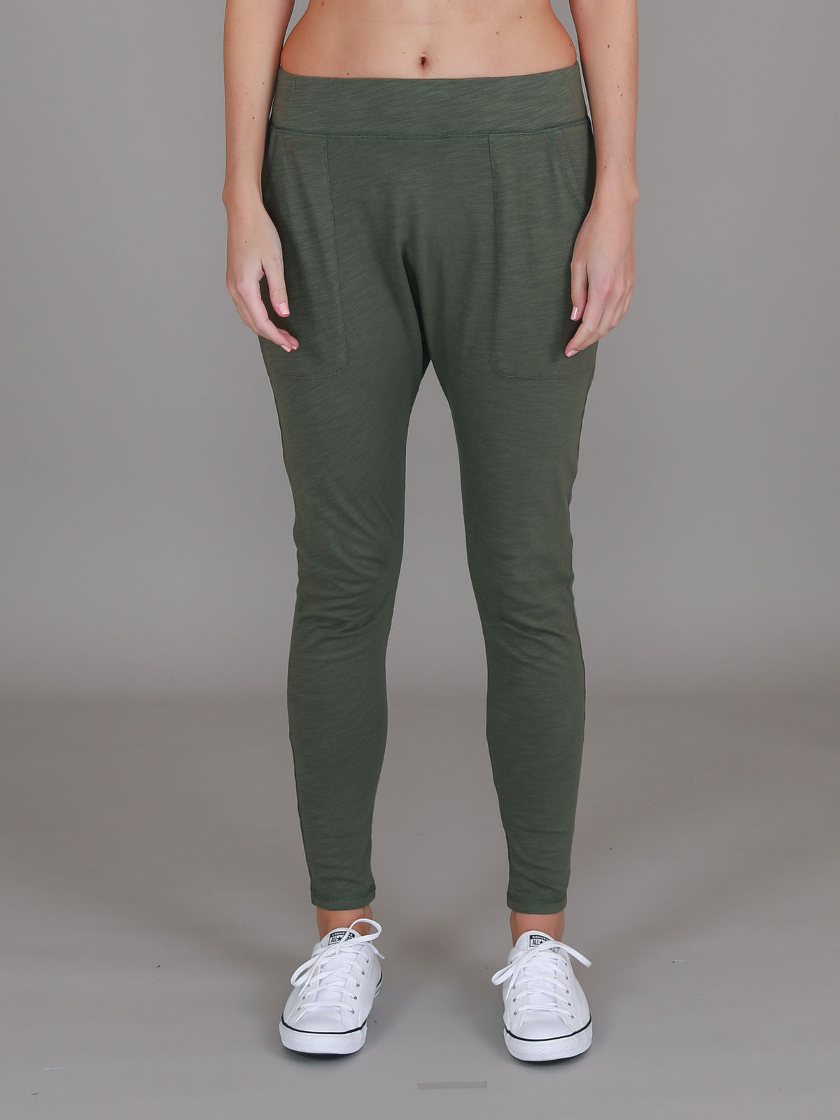 green drop crotch trackies