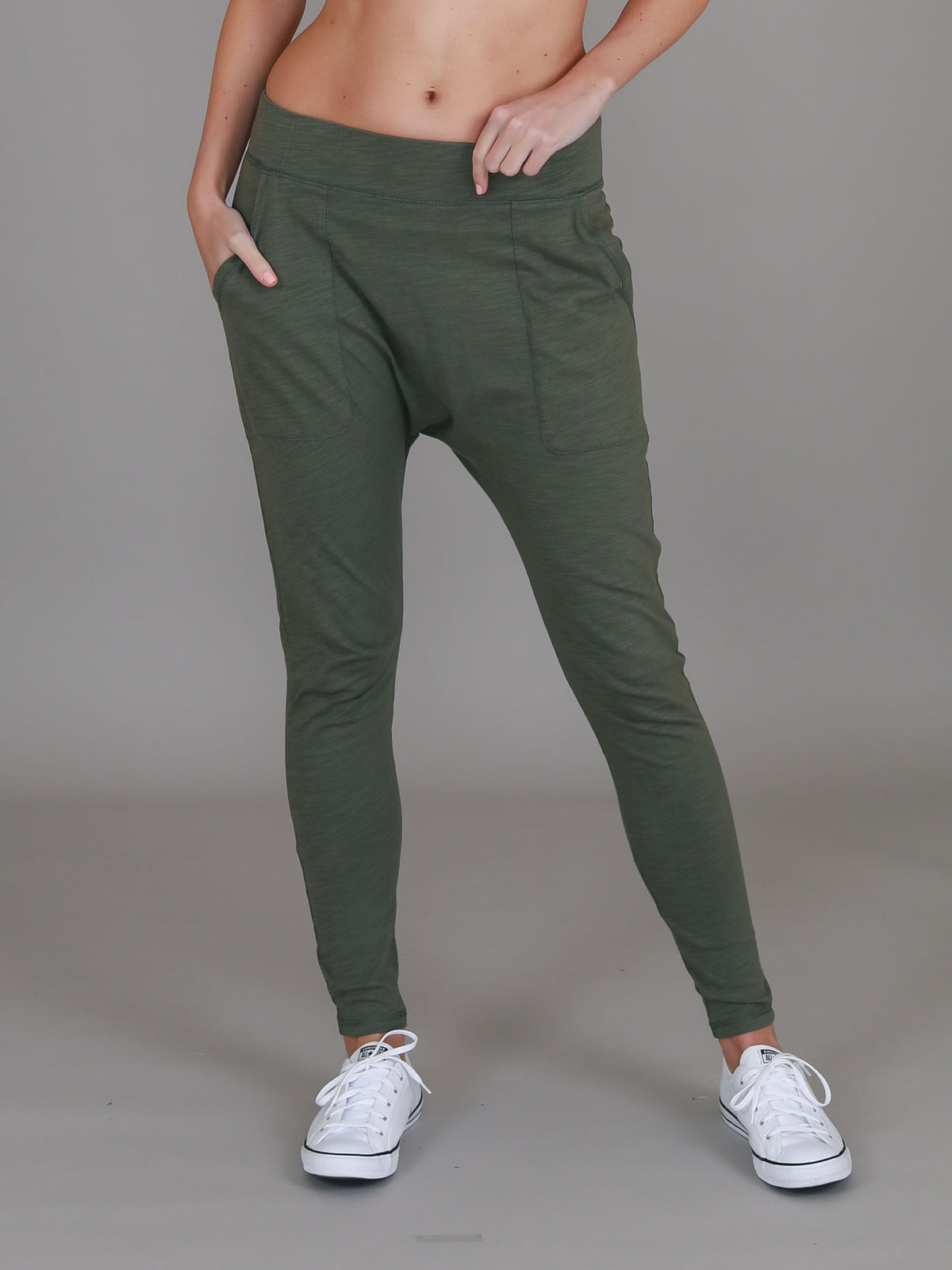 khaki tapered joggers