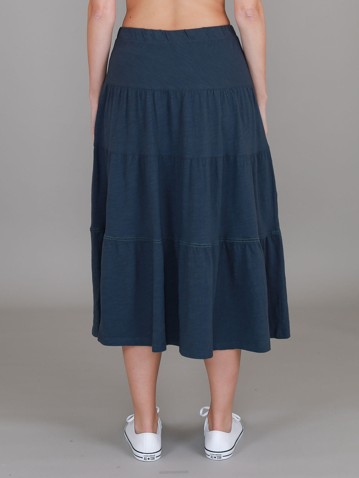 indigo tiered skirt