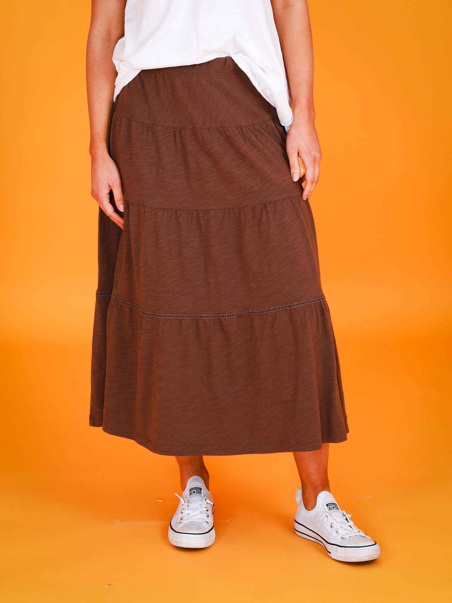 long stretch skirt #color_coffee