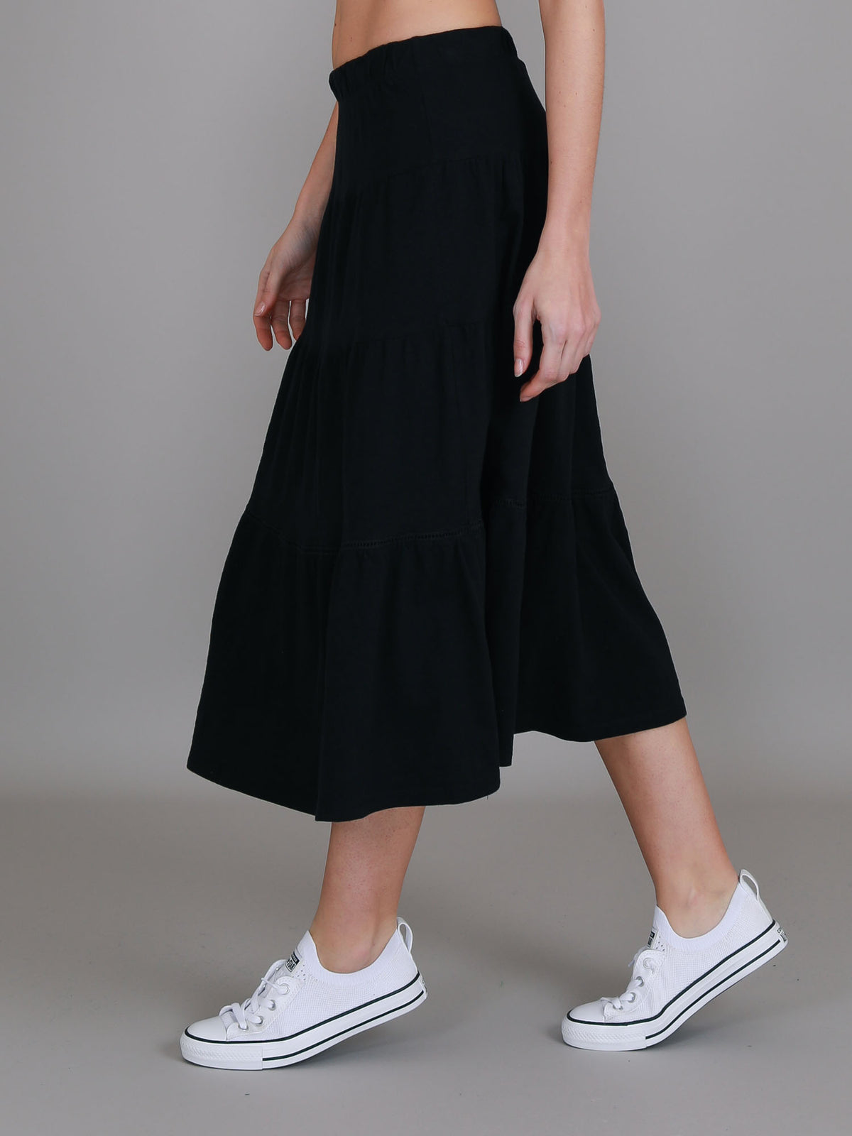 black tiered skirt