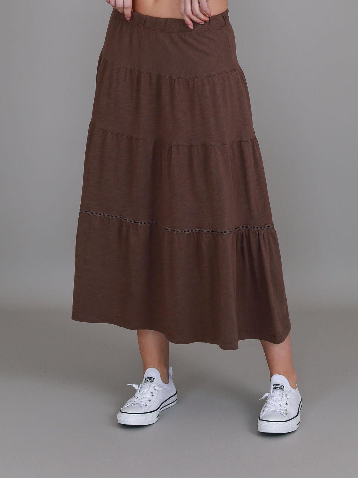 brown a line skirt