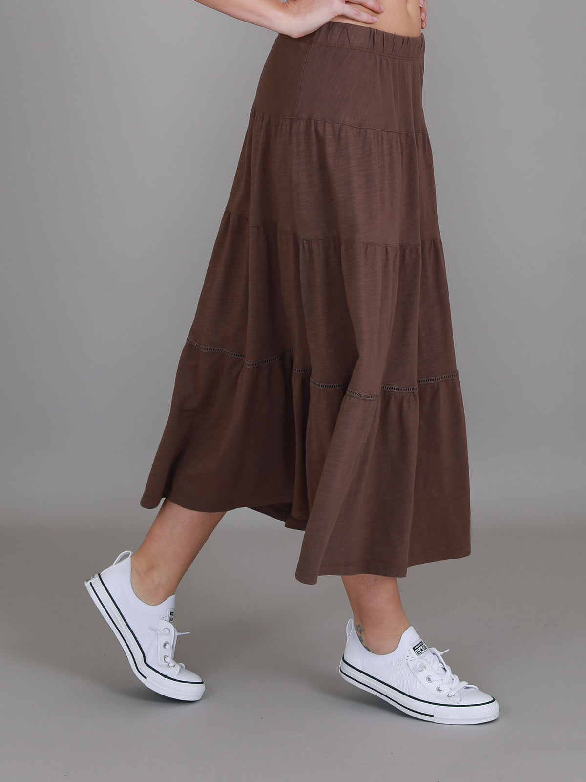brown midi skirt