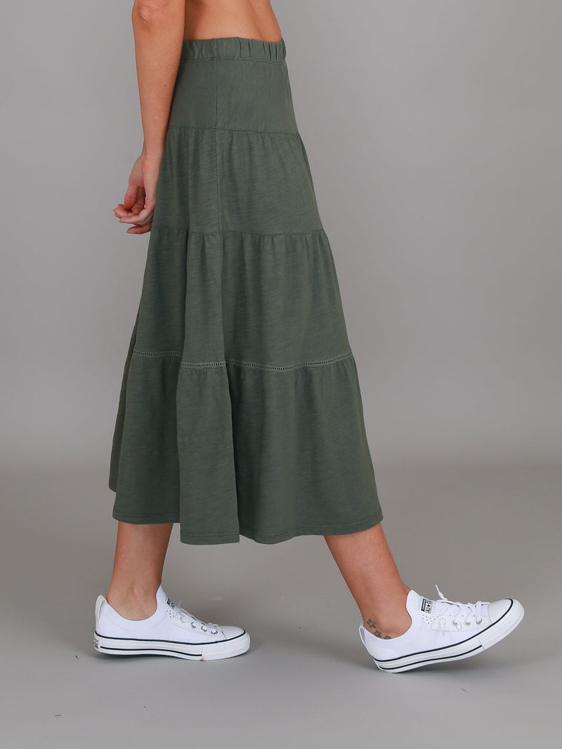 khaki tiered skirt #color_khaki