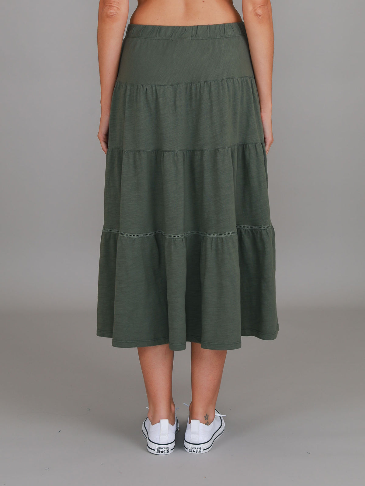 khaki flowy skirt