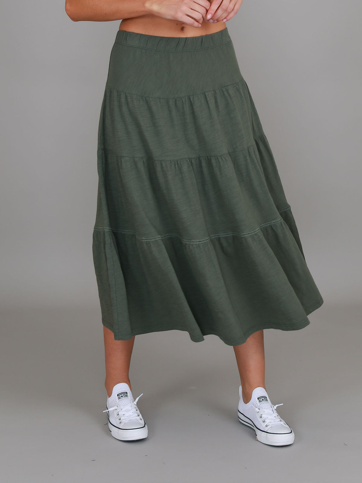 khaki a line skirt