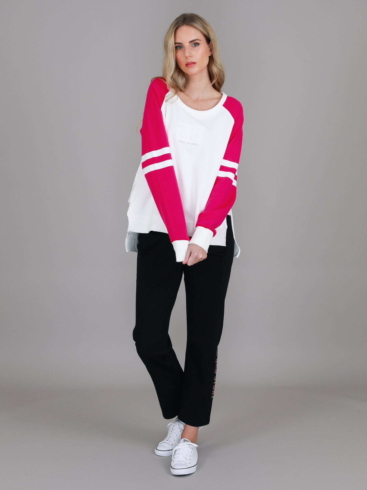 raglan sleeve sweatshirt #color_pink glo