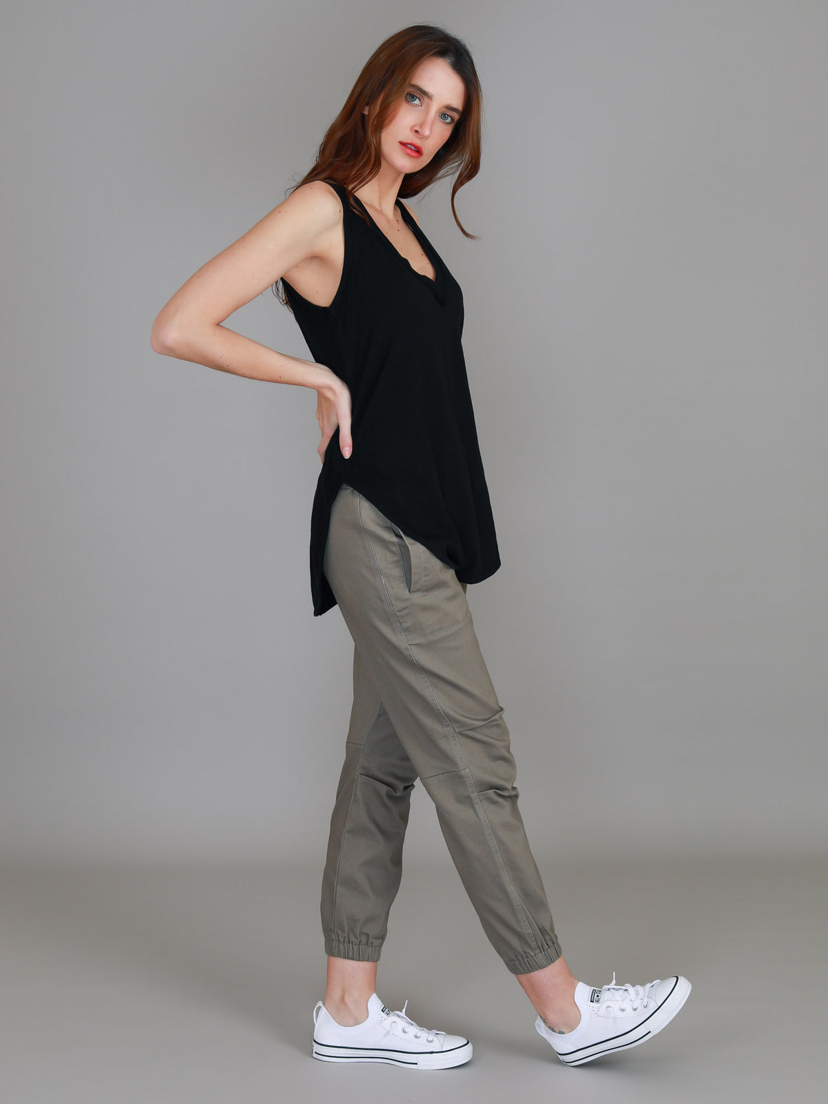 black v neck tank