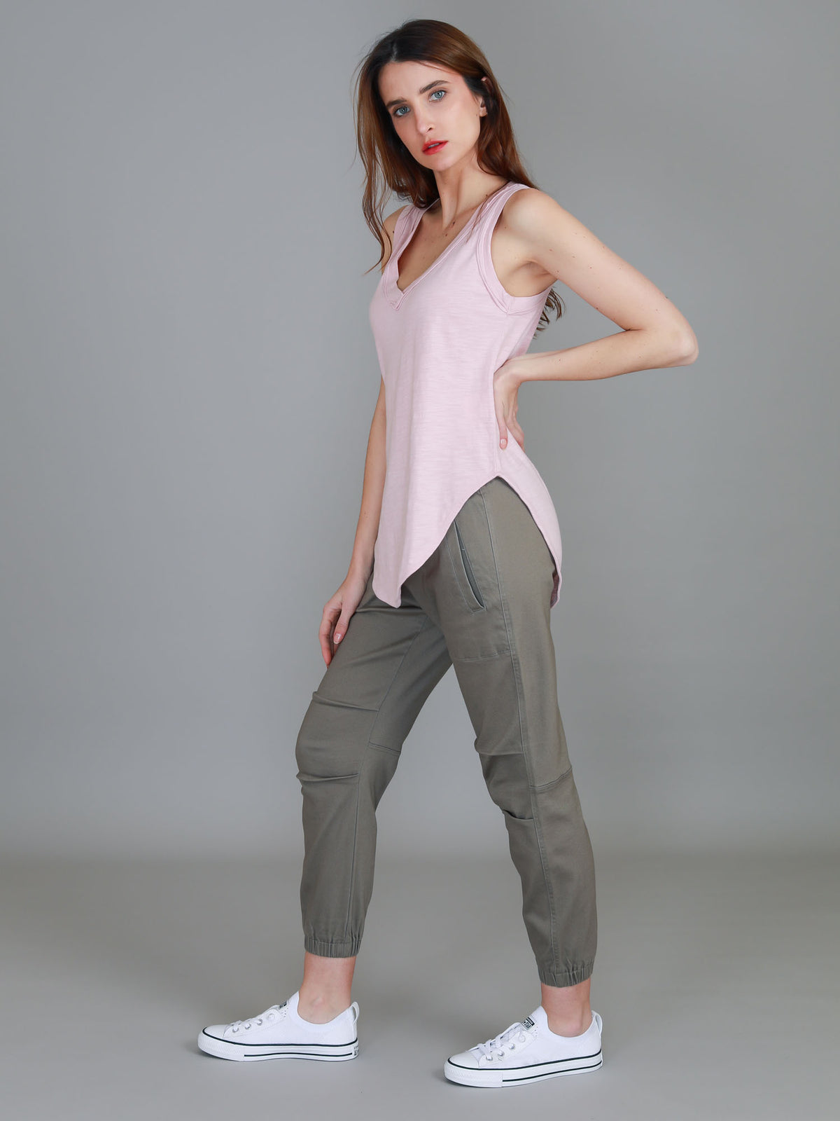 pink v neck tank