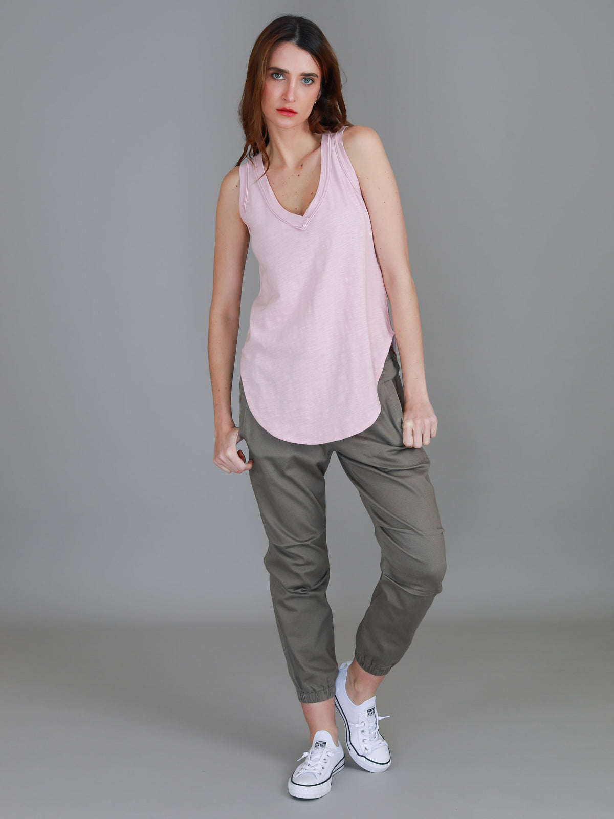 pink longline tank