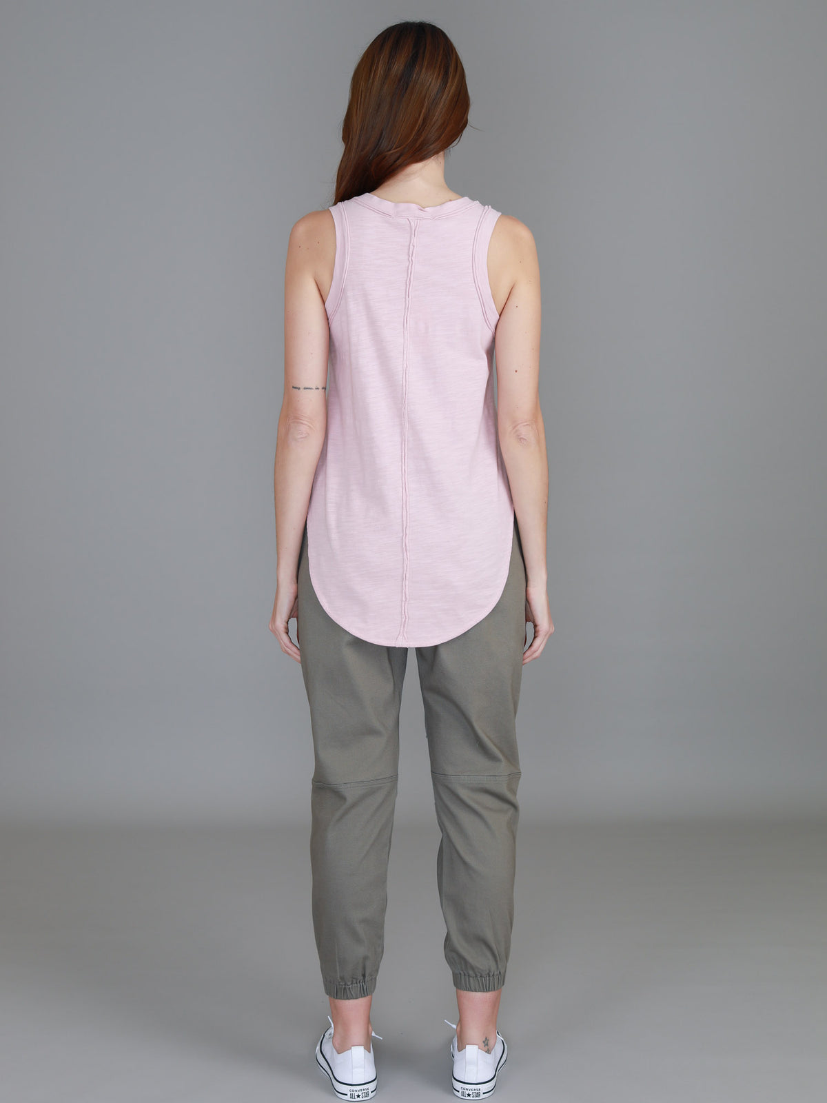 pink sleeveless top