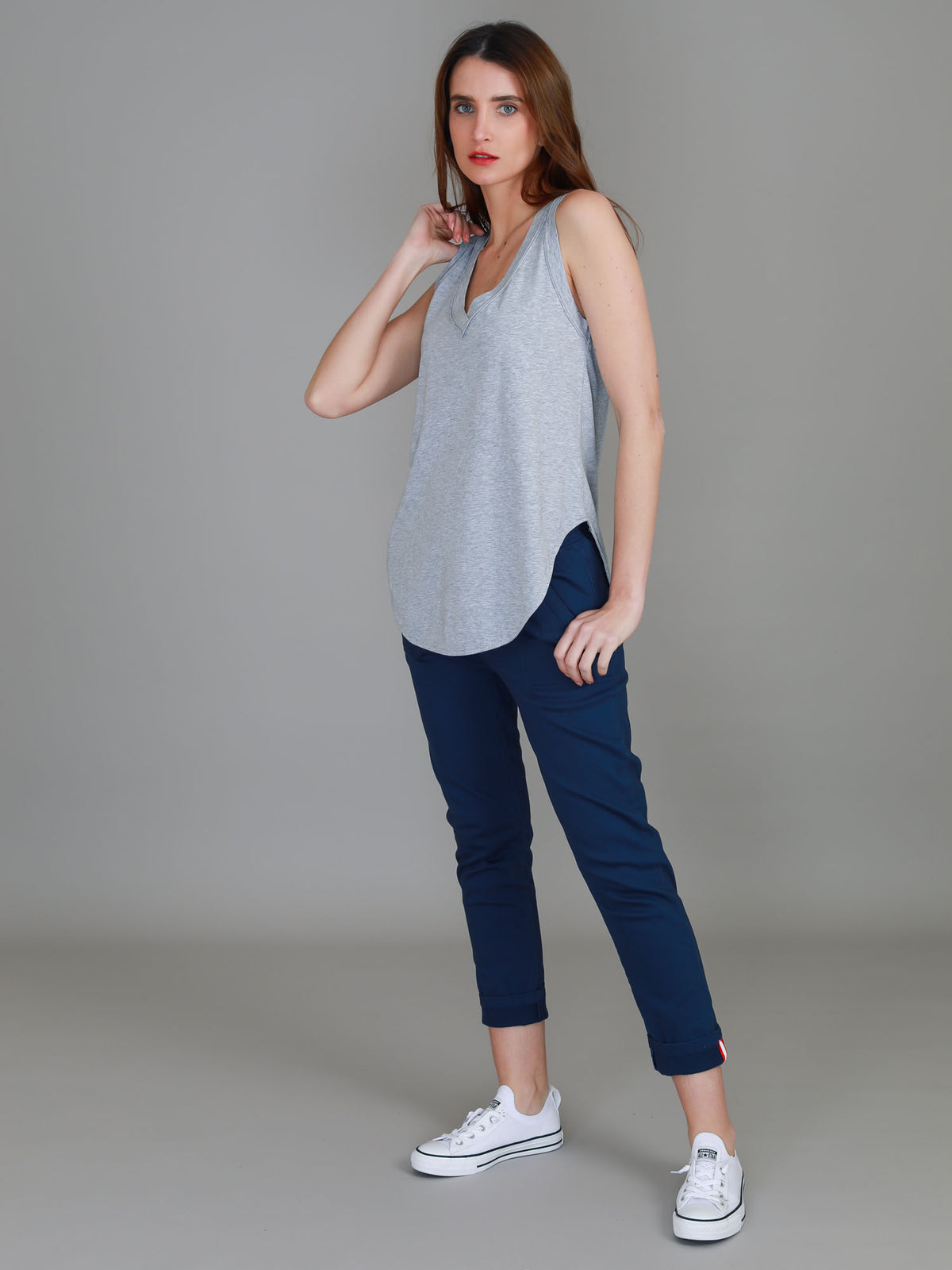 grey v neck tank