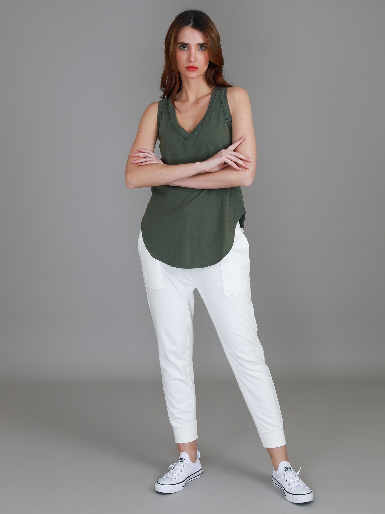 khaki green top #color_khaki