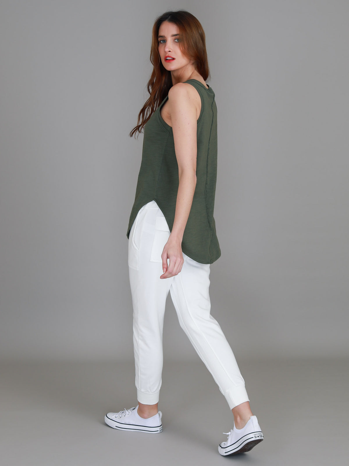 khaki longline tank