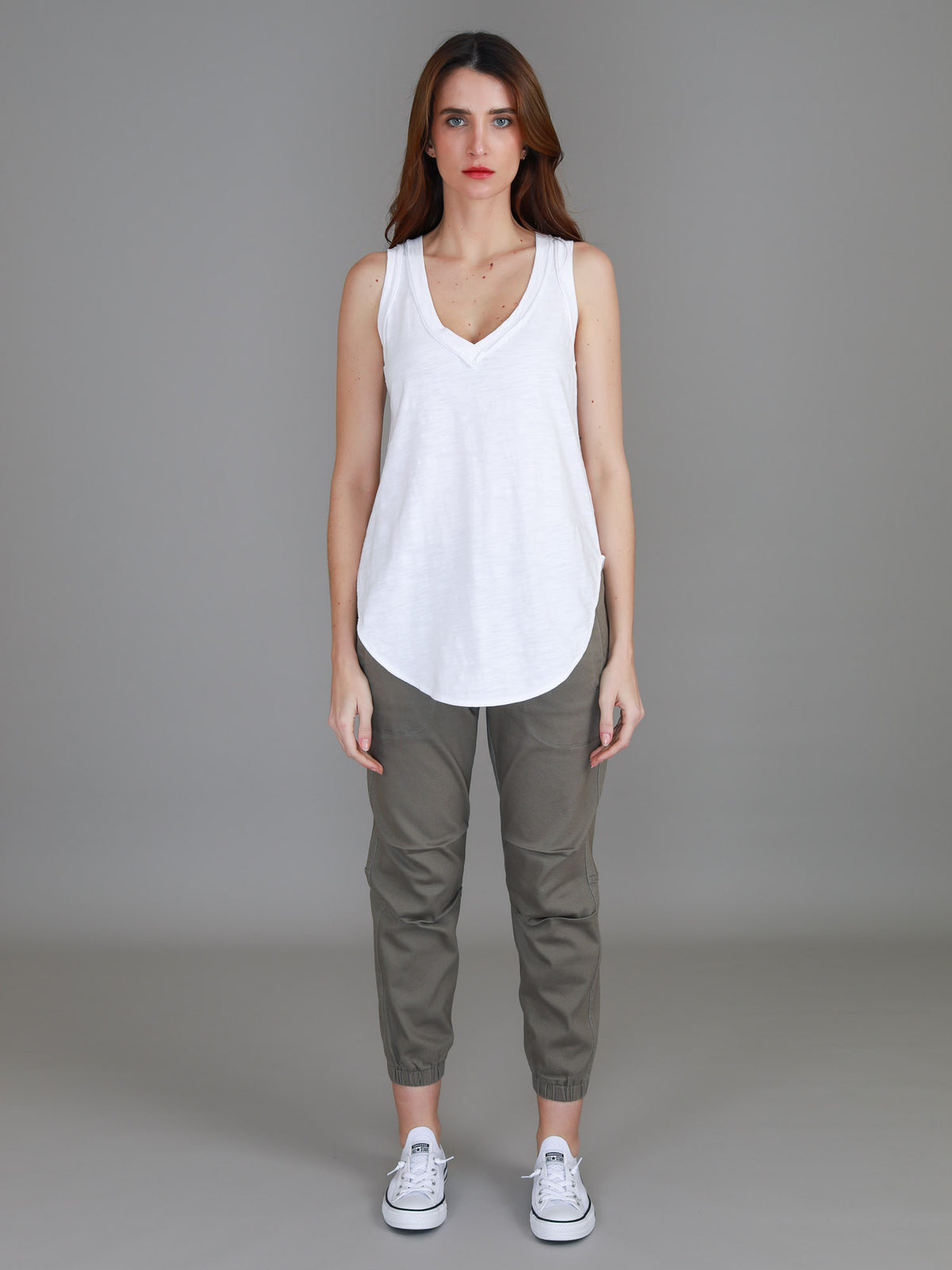 white cotton tank top