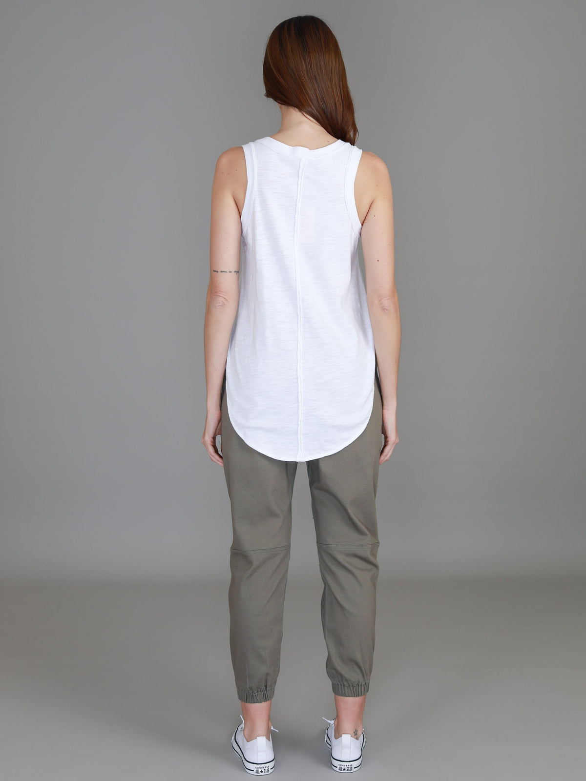 white sleeveless top