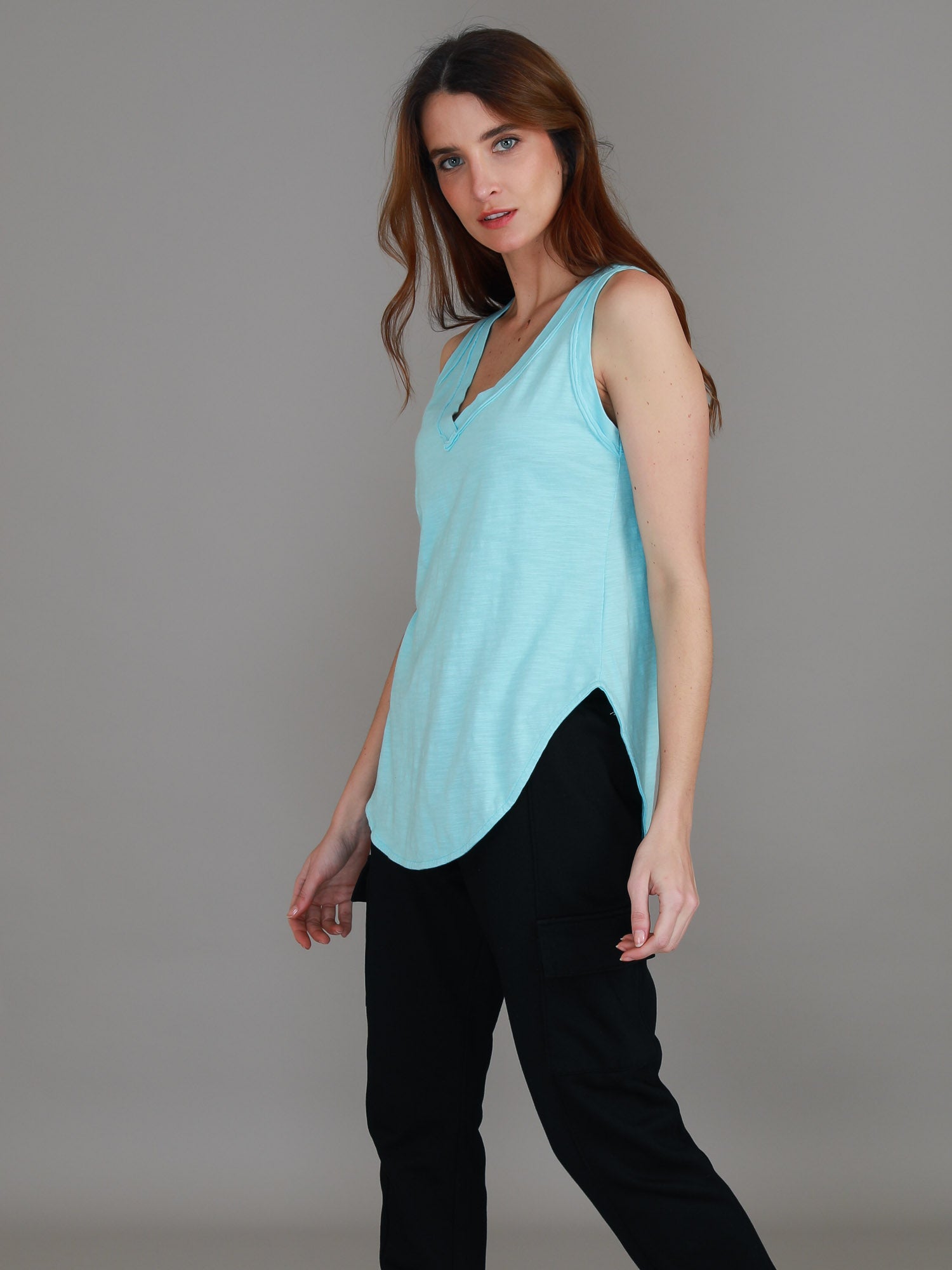 v neck tank top womens #color_cyan