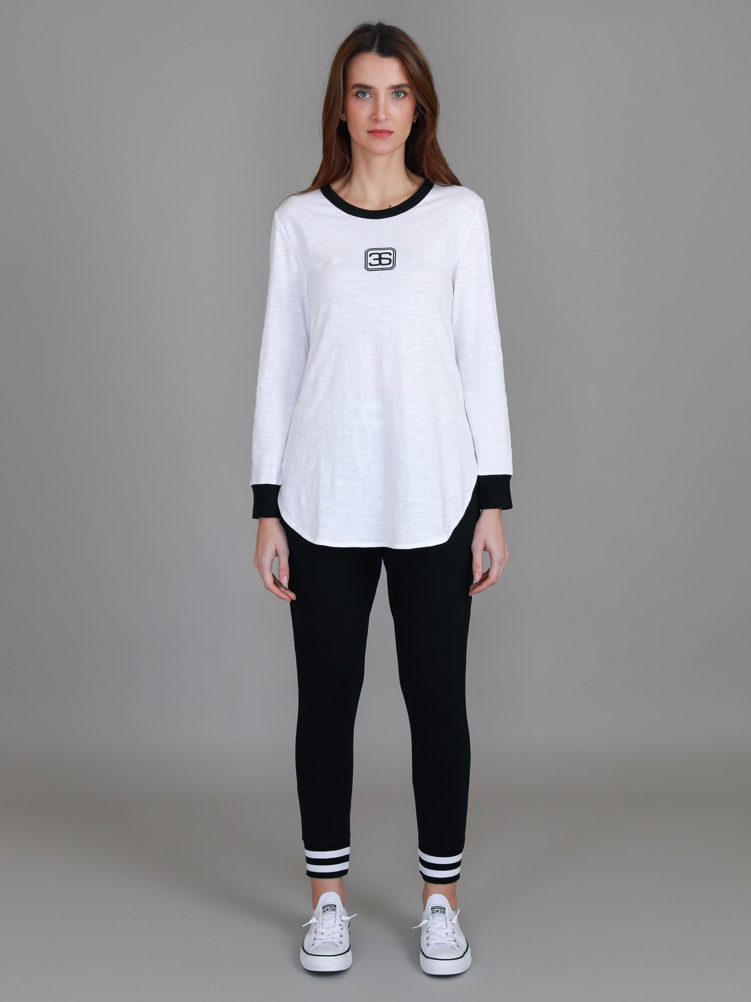 long sleeve top womens #color_white