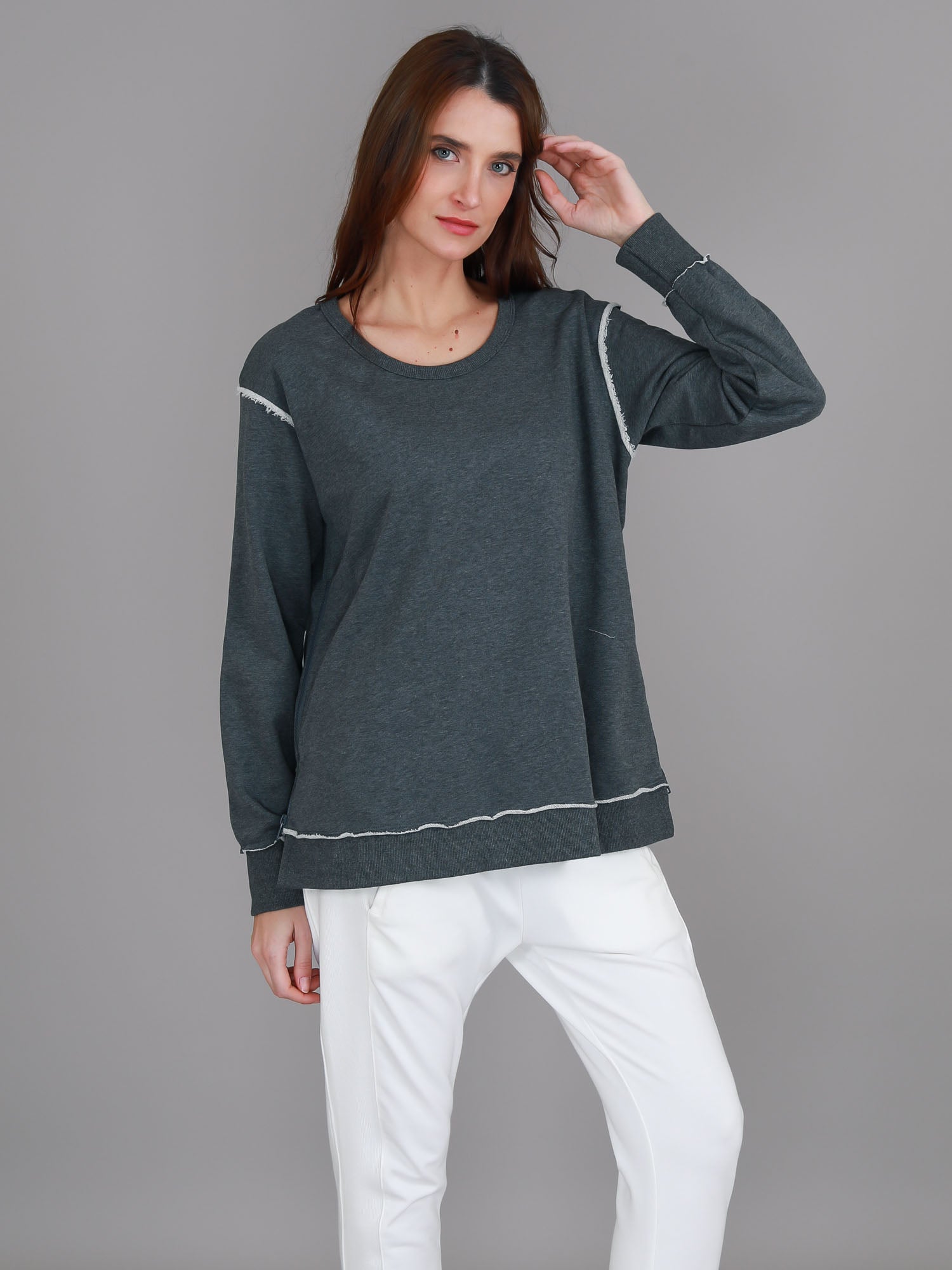 women's grey sweatshirt #color_ash marle