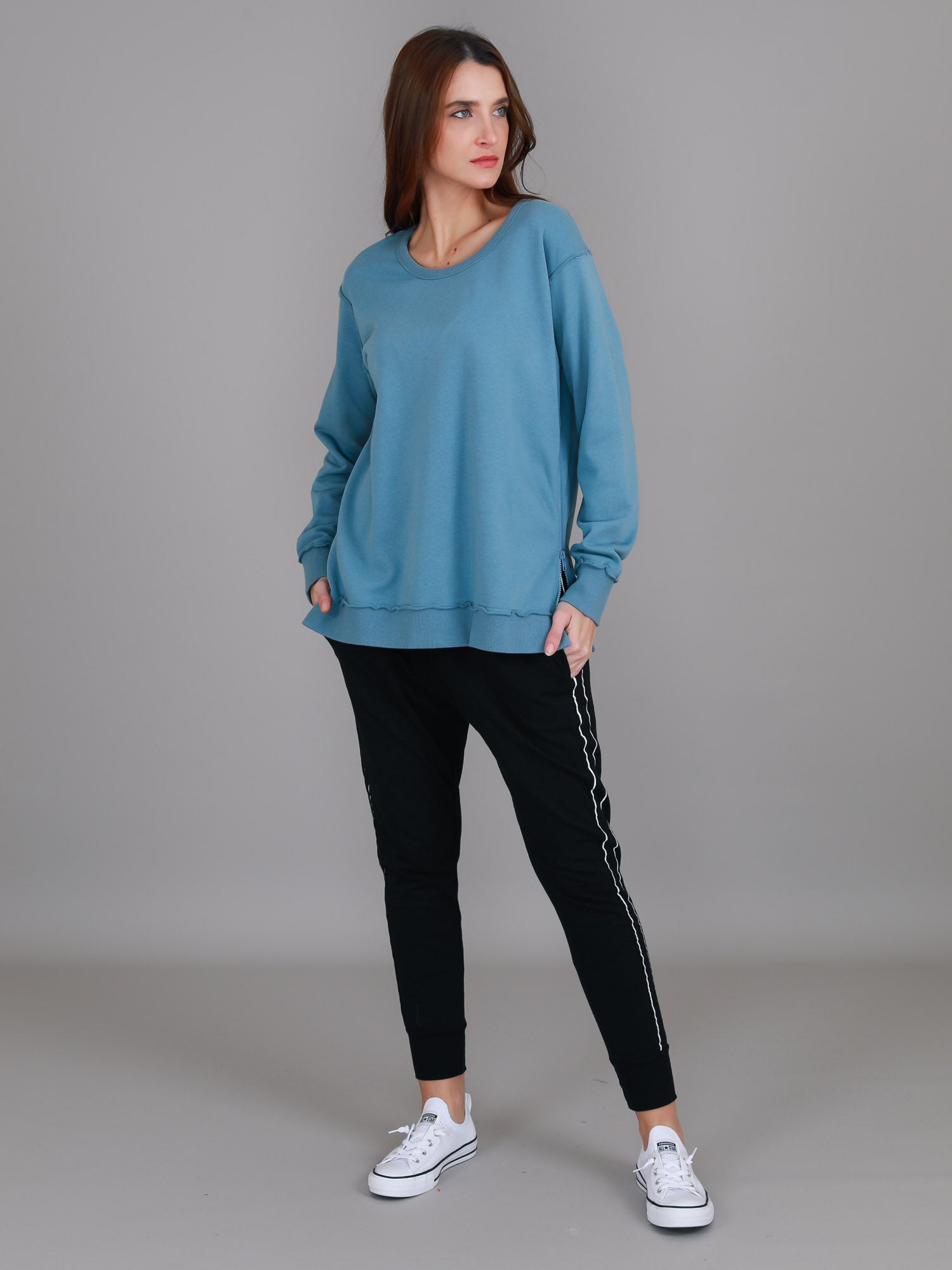 women's blue sweatshirt #color_oceana blue