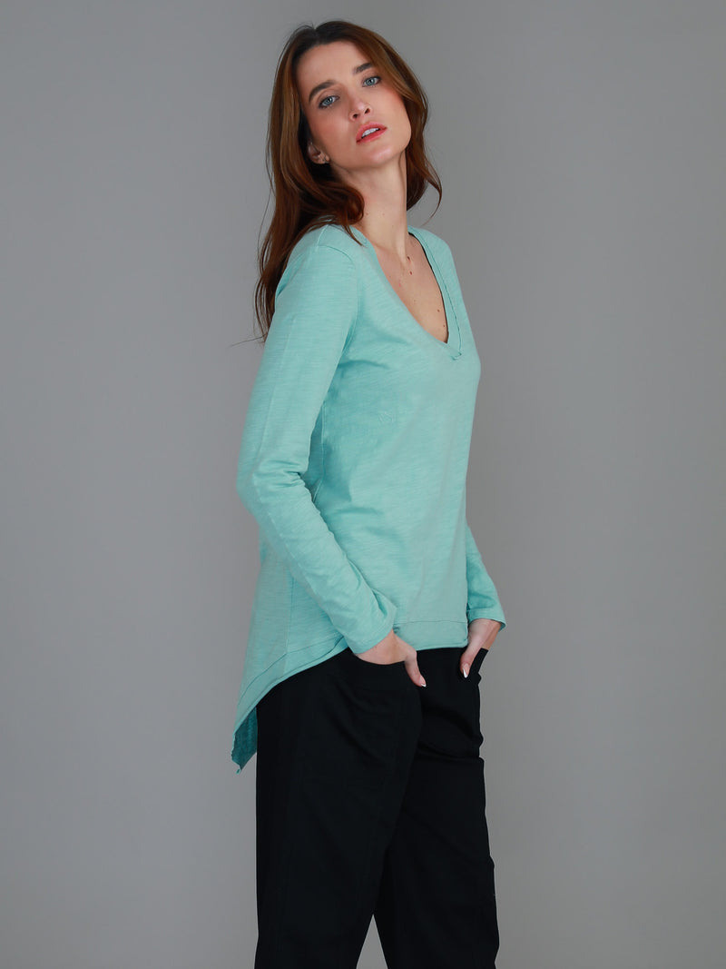 light sea green v neck tee #color_light sea green