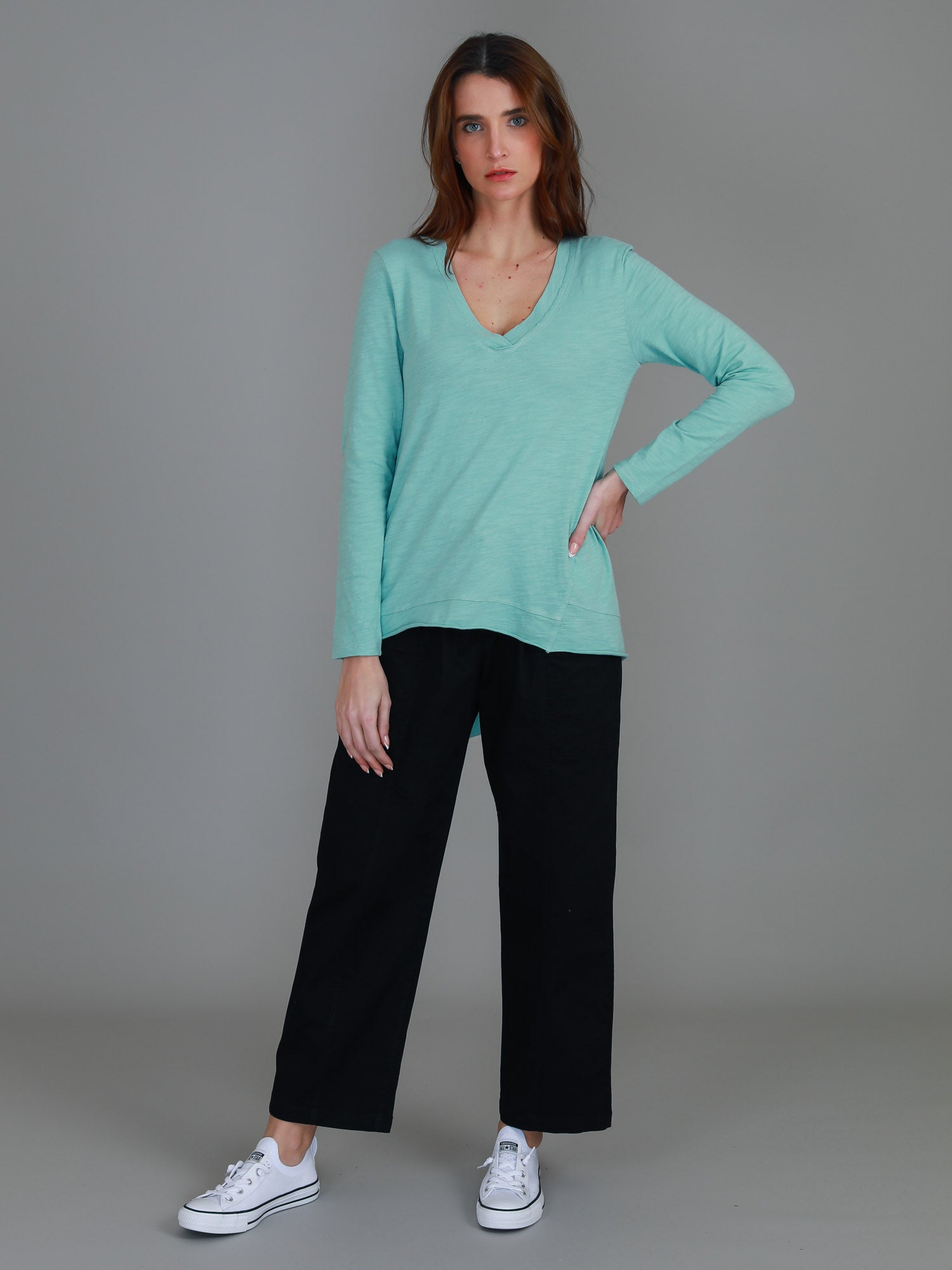 loose long sleeve tops #color_light sea green