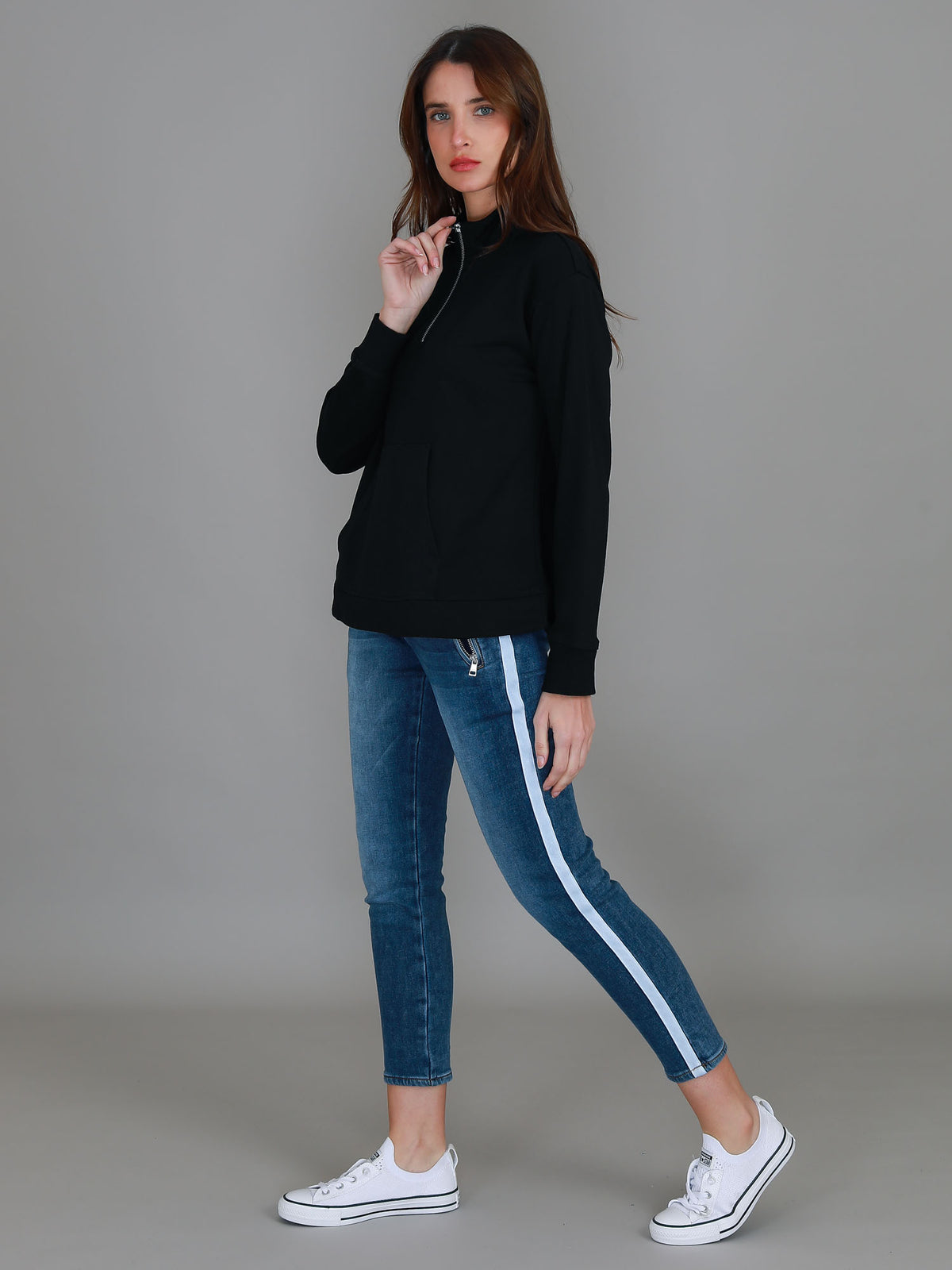 black quarter zip pullover
