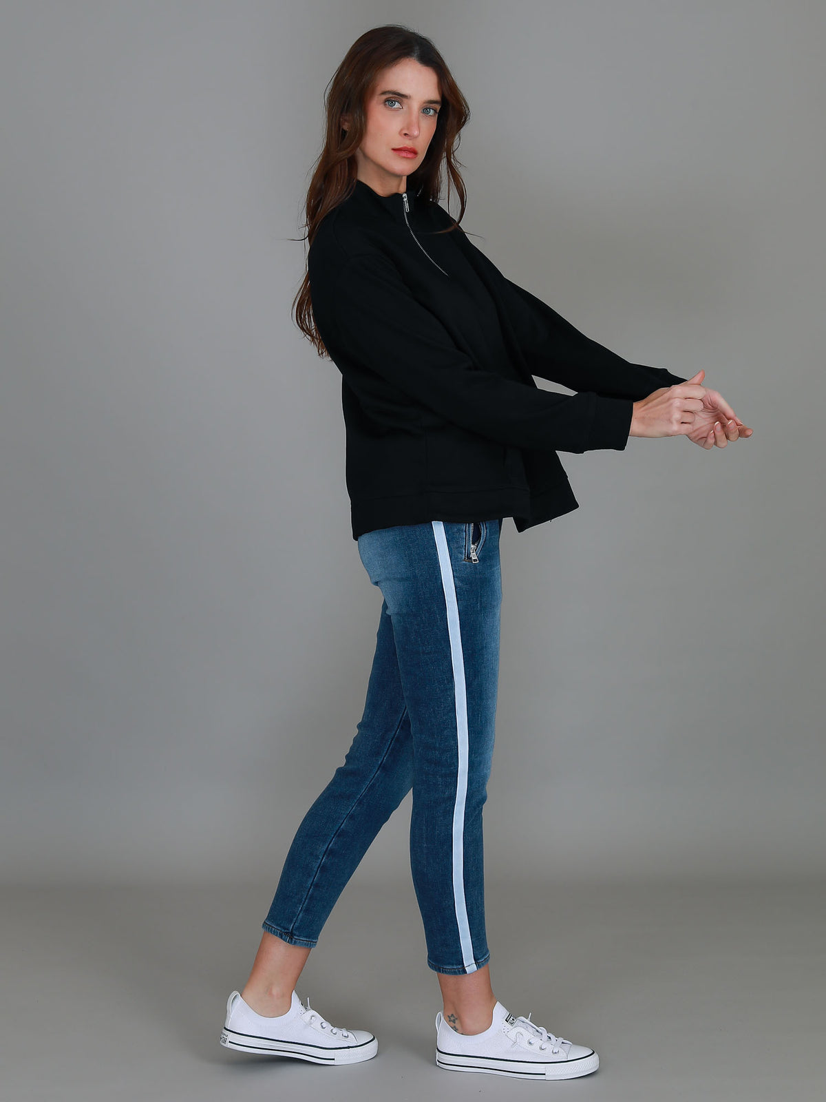 black half zip sweater women