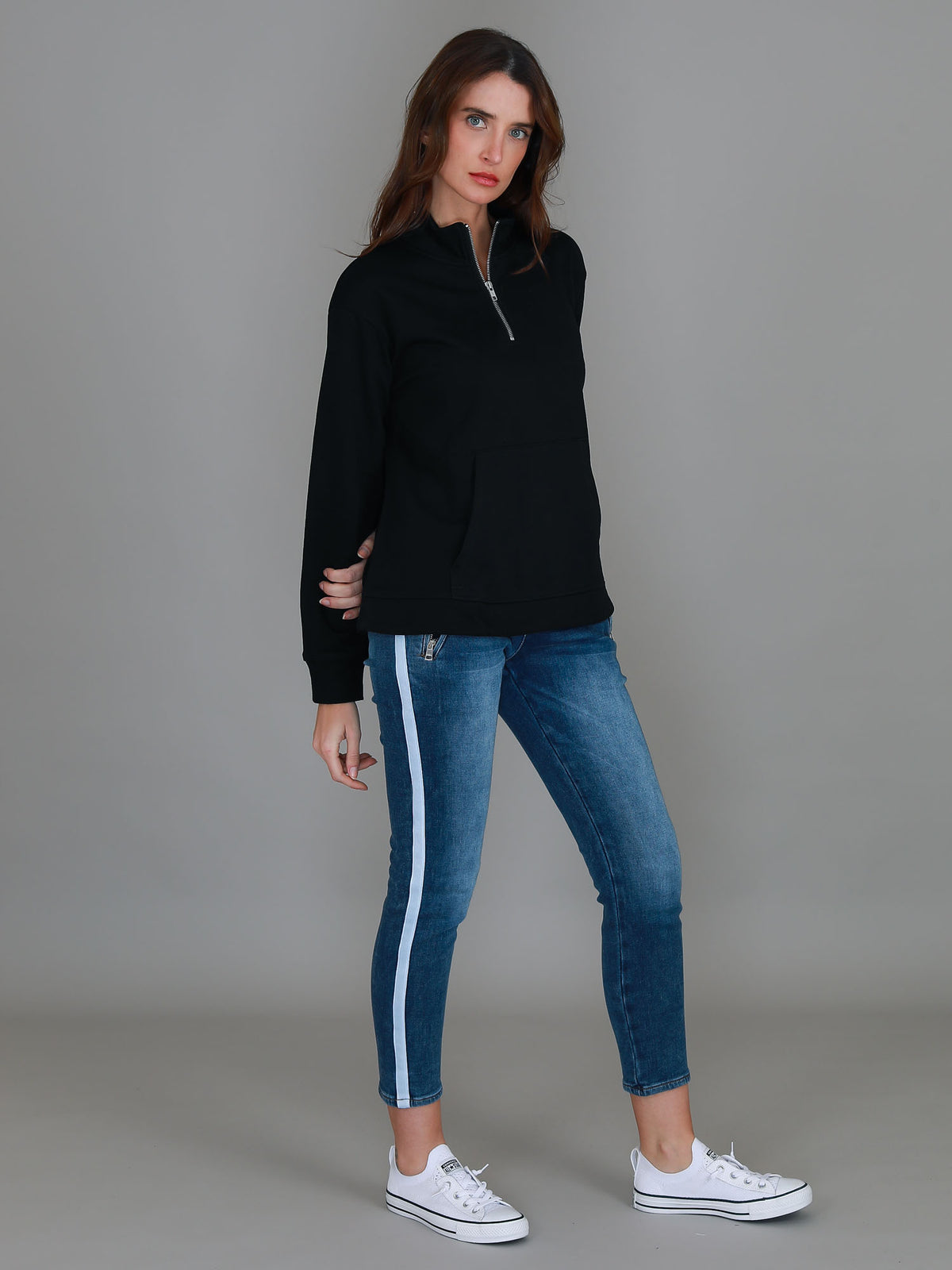 black zip neck sweatshirt