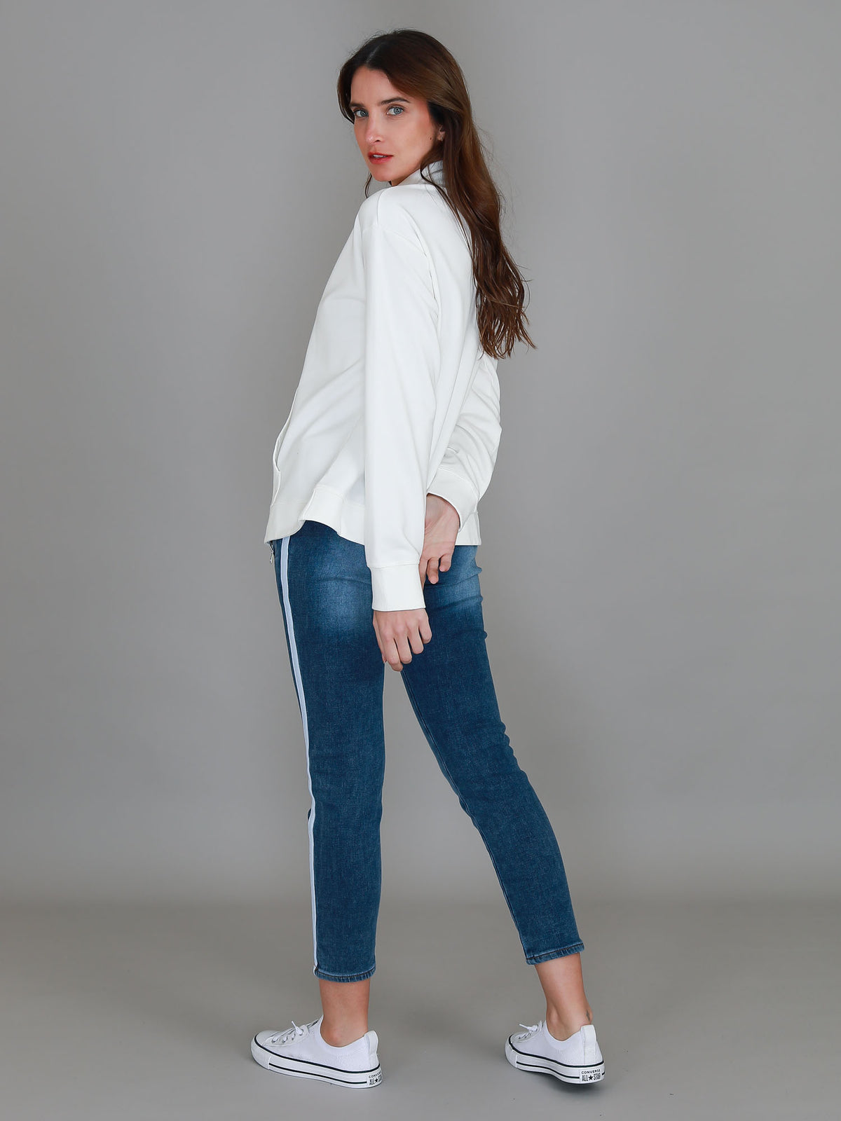 white half zip sweater women
