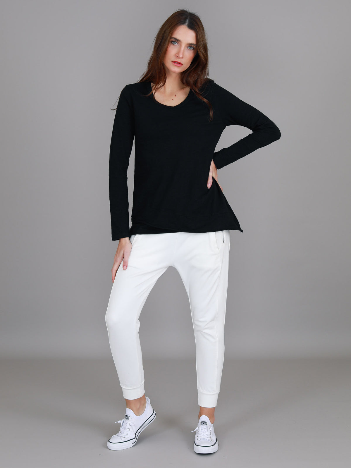 black crew long sleeve top
