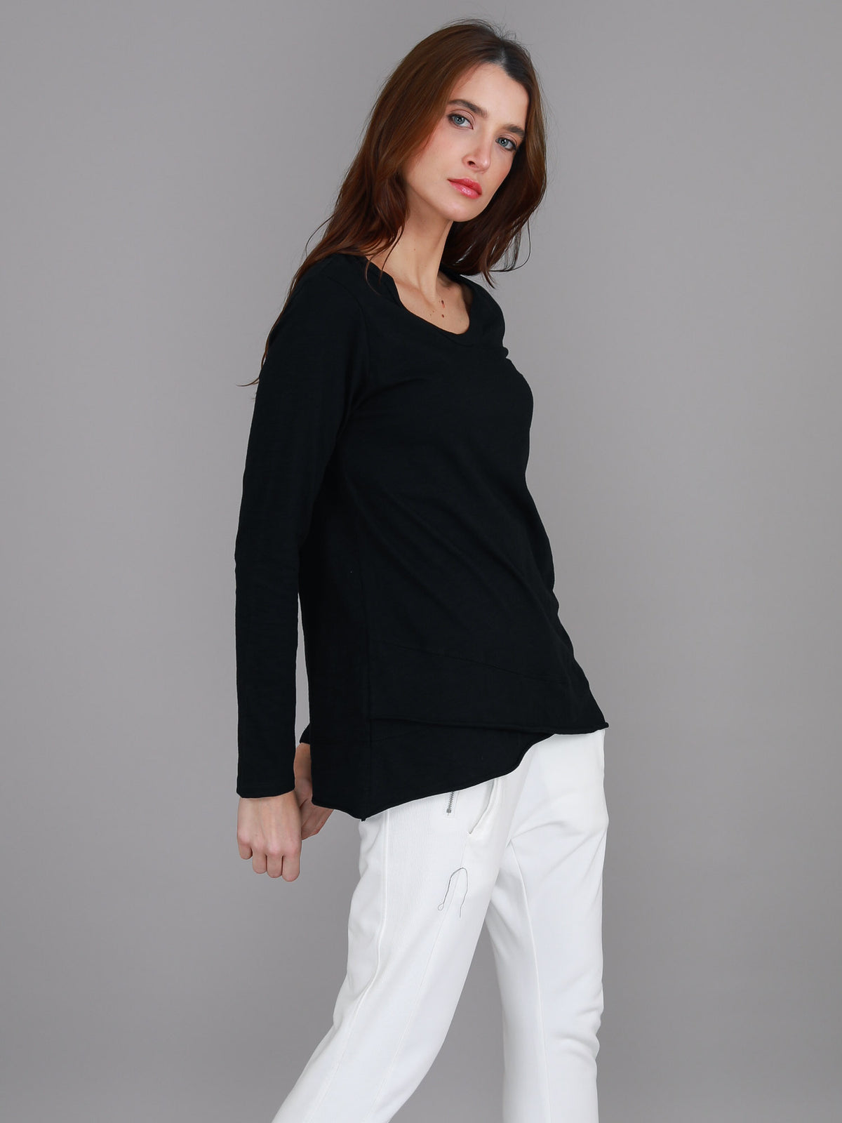 black slub long sleeve tee