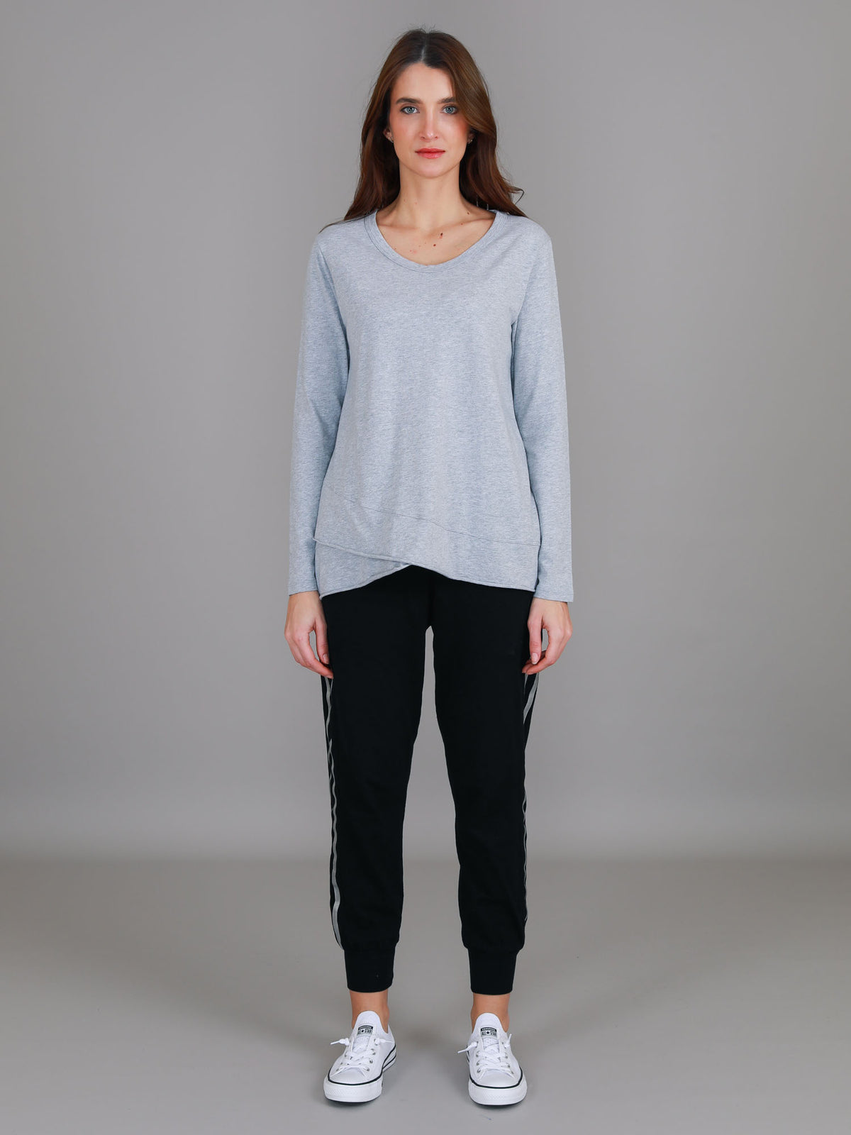 grey long sleeve tee crew