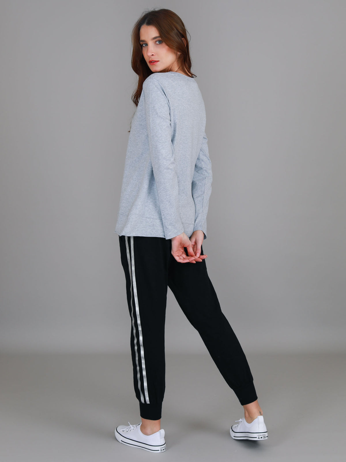 grey marle crew long sleeve top