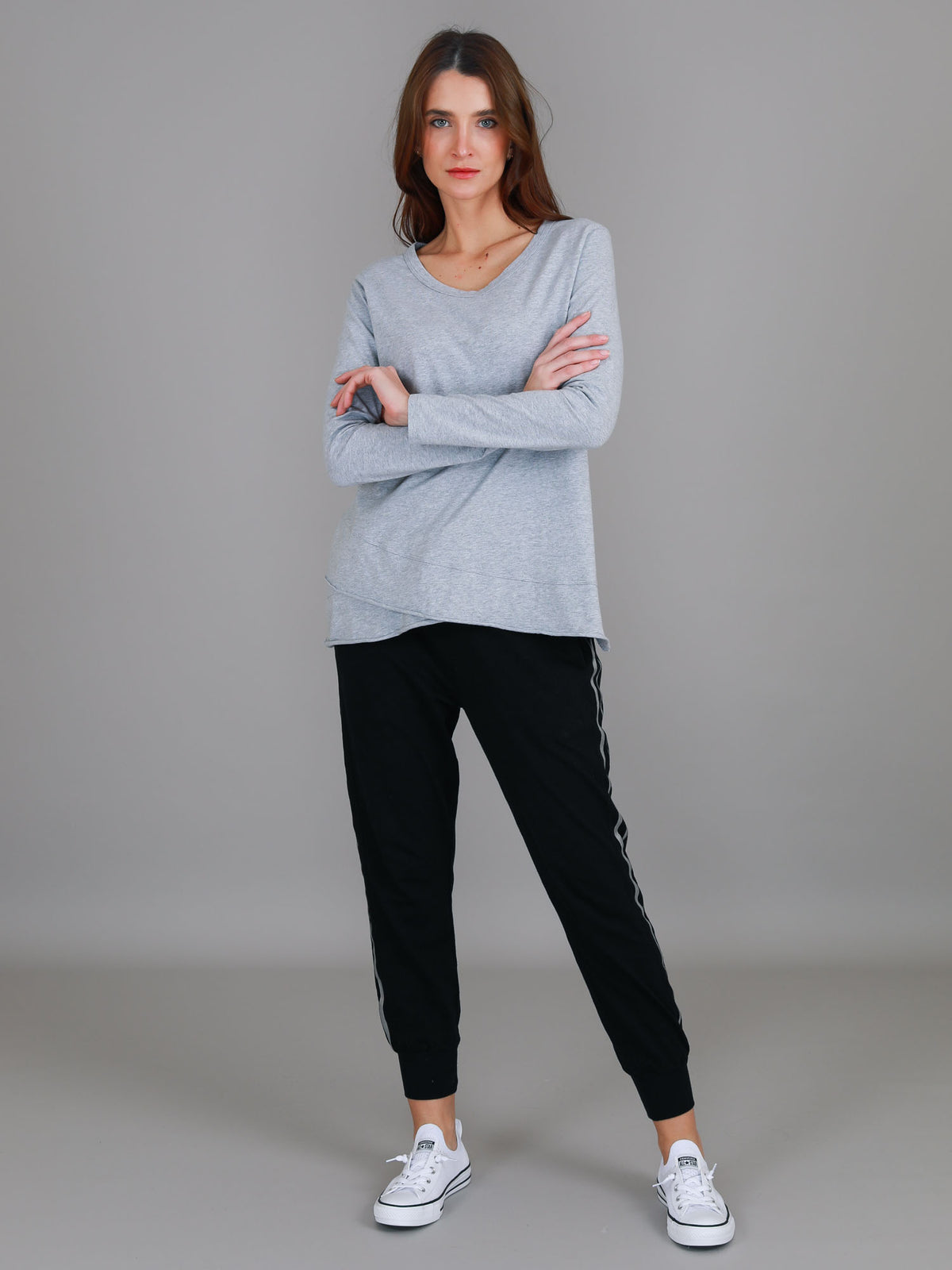 grey slub long sleeve tee