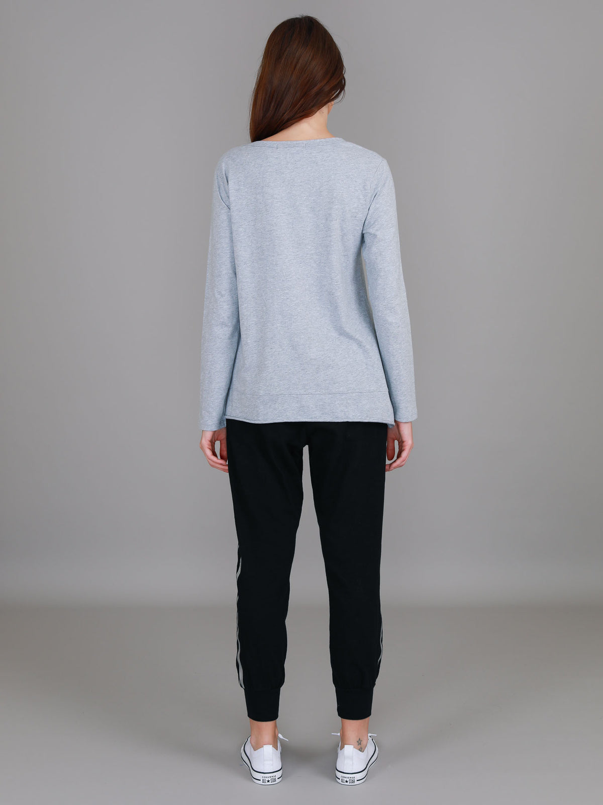 grey marle curved hem tee