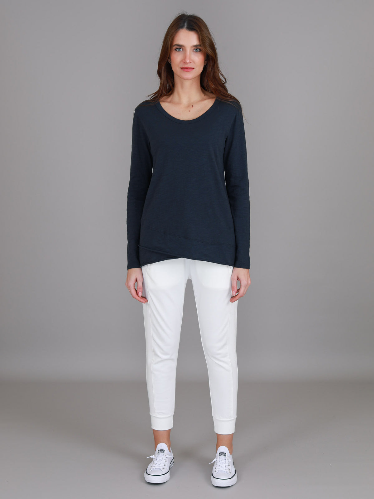 navy long sleeve tee crew