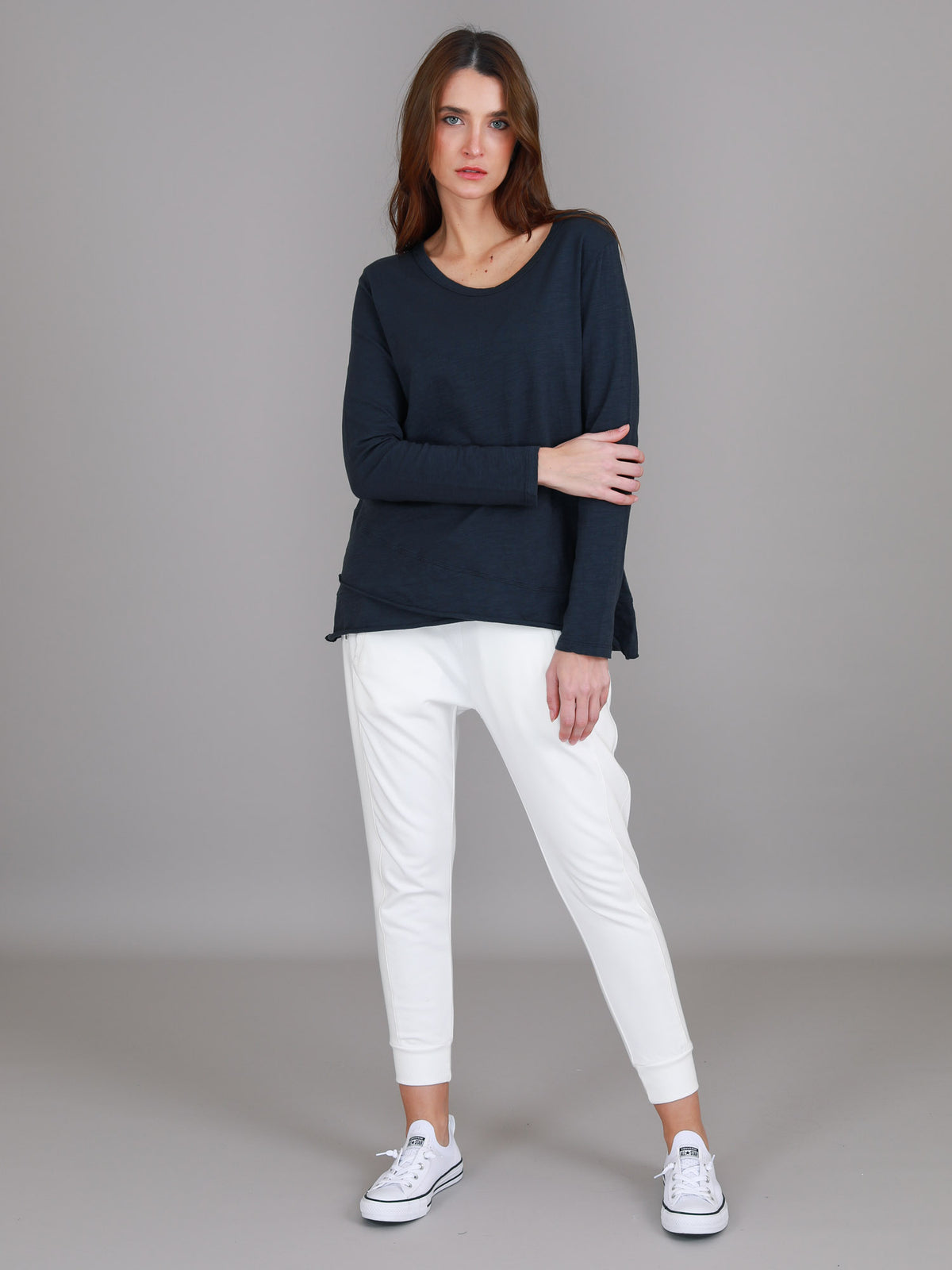 navy slub long sleeve tee