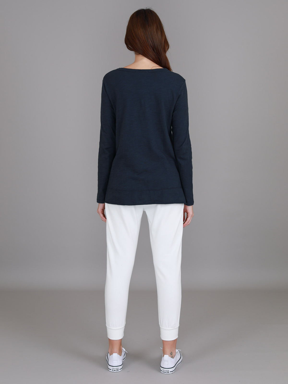 ink curved hem long sleeve top