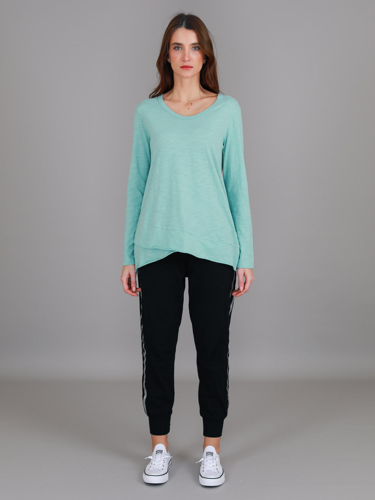 sea green long sleeve crew tee