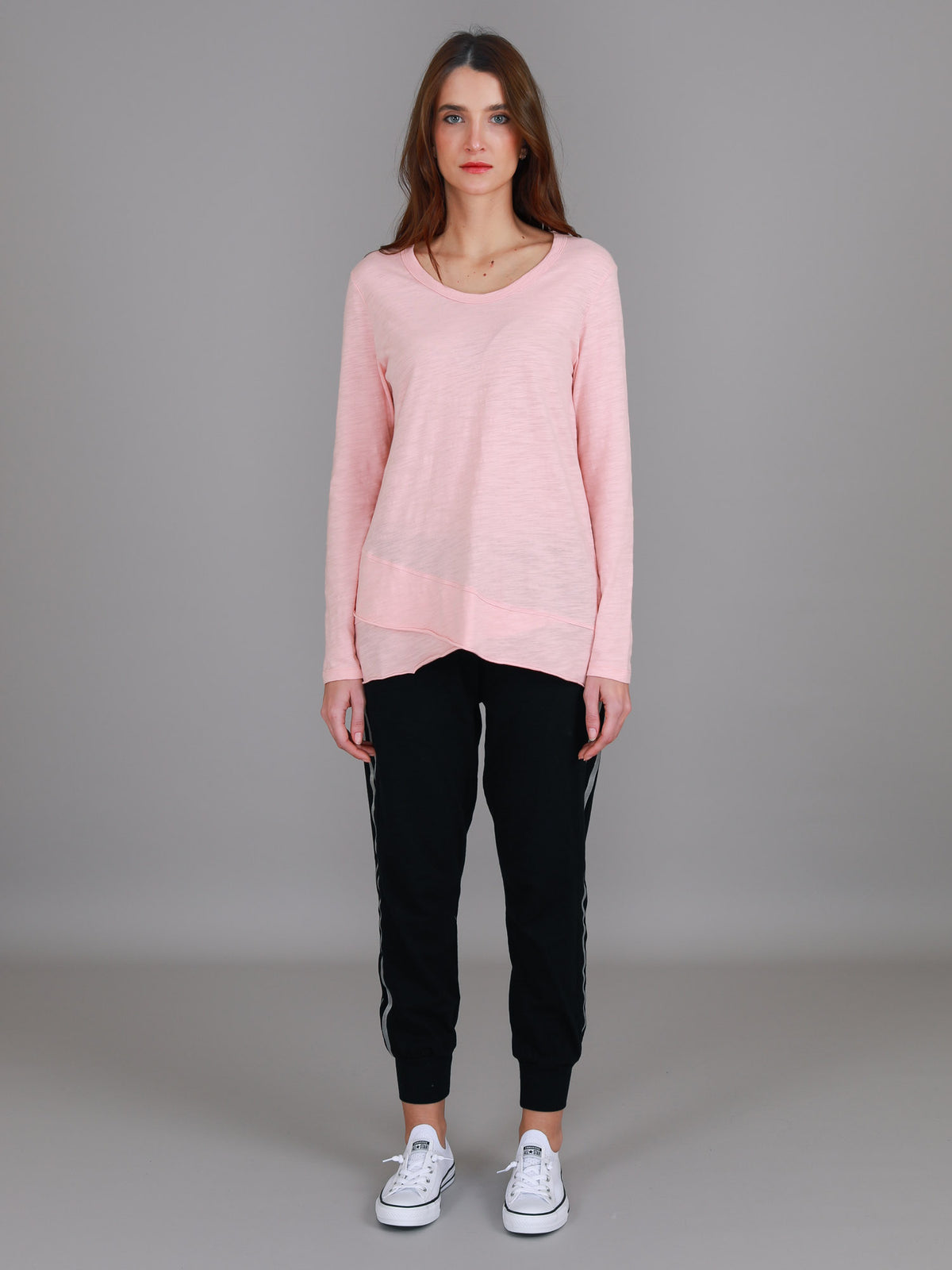 pink long sleeve crew tee